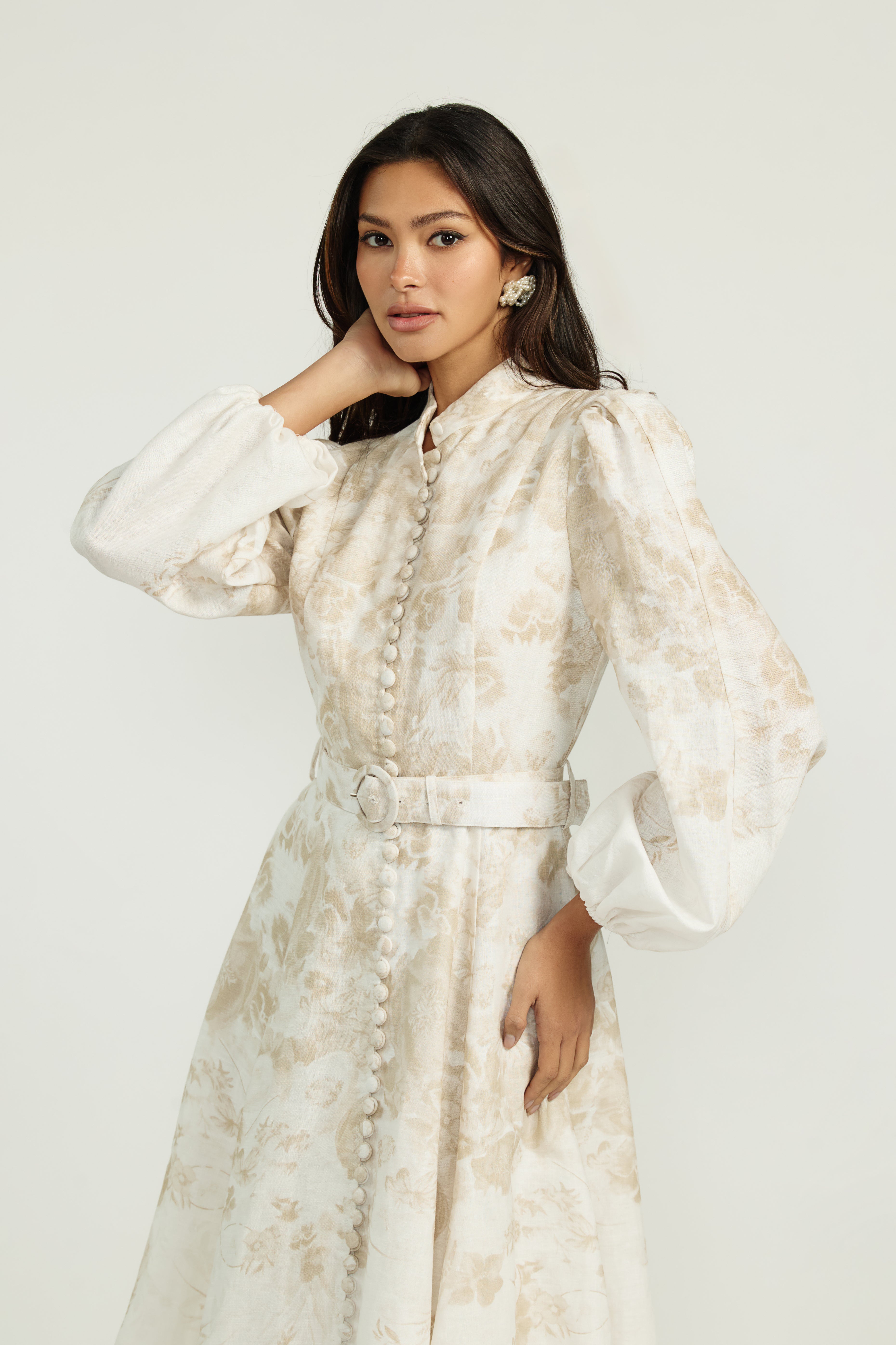 Linen Belted Maxi Dress(vanilla) Mサイズ