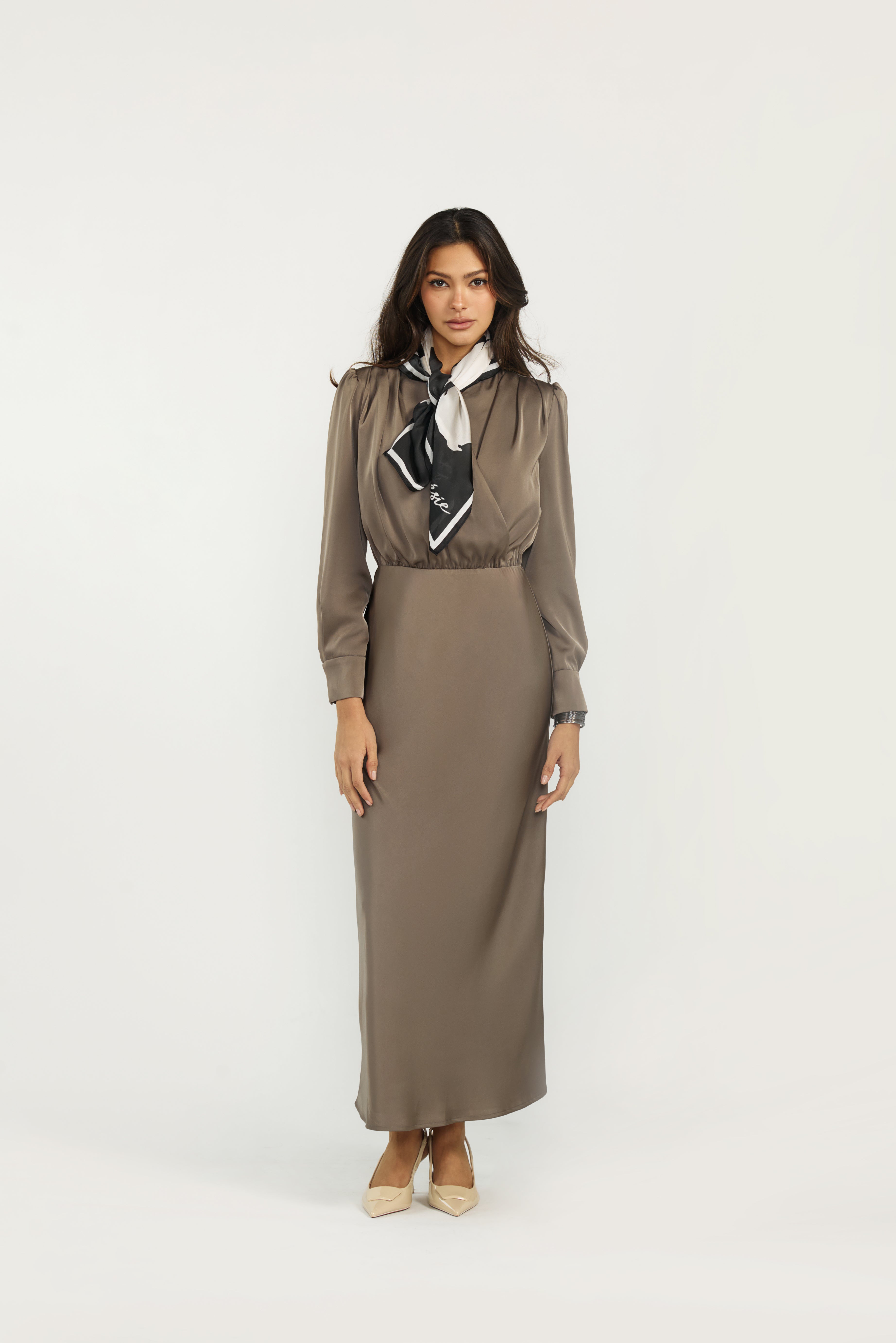 Silk Drape Dress Large / Mocha Silk Drape Dress Large / Mocha