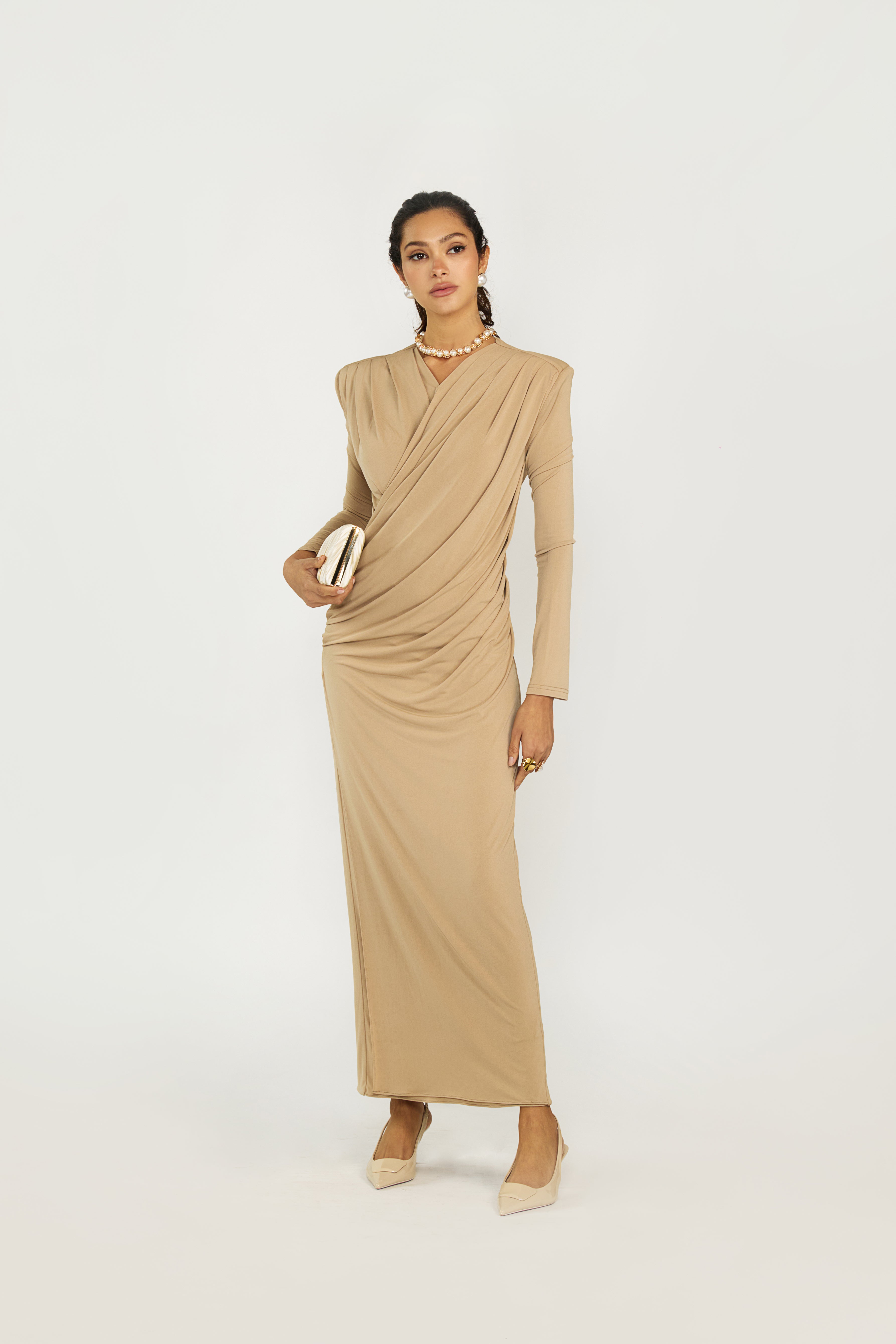 Cascade Dress - Taupe