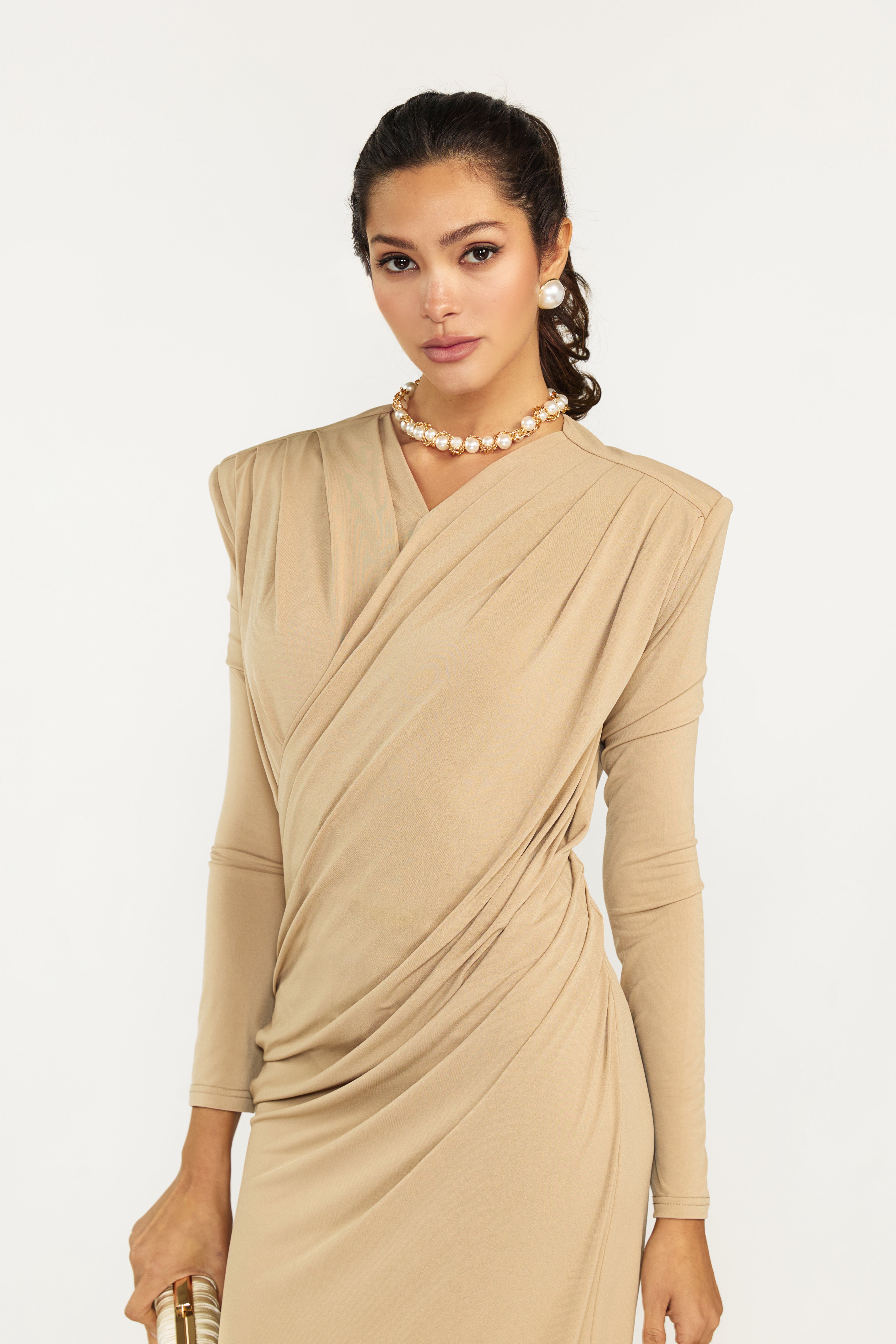 Cascade Dress - Taupe