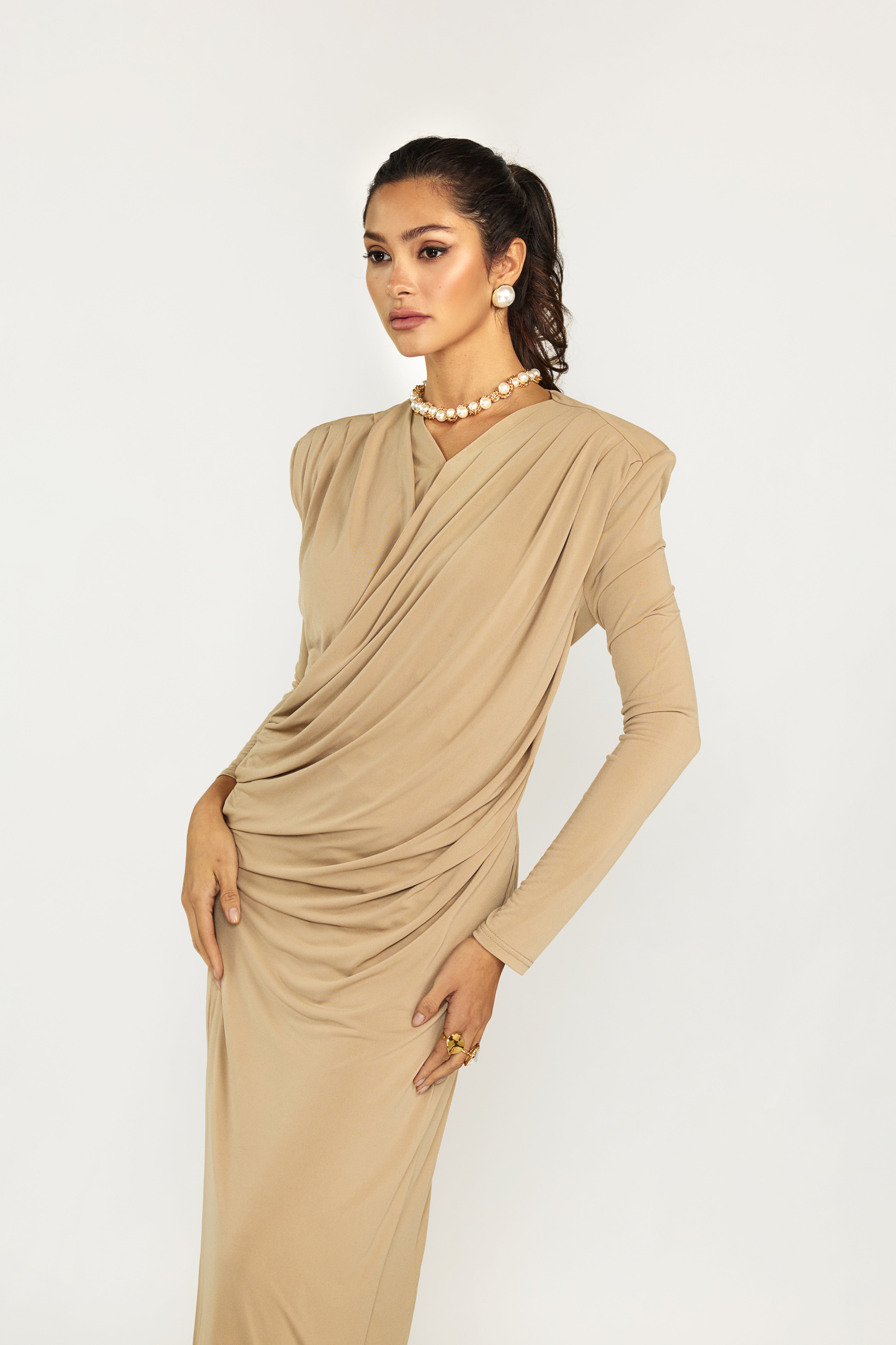 Cascade Dress - Taupe