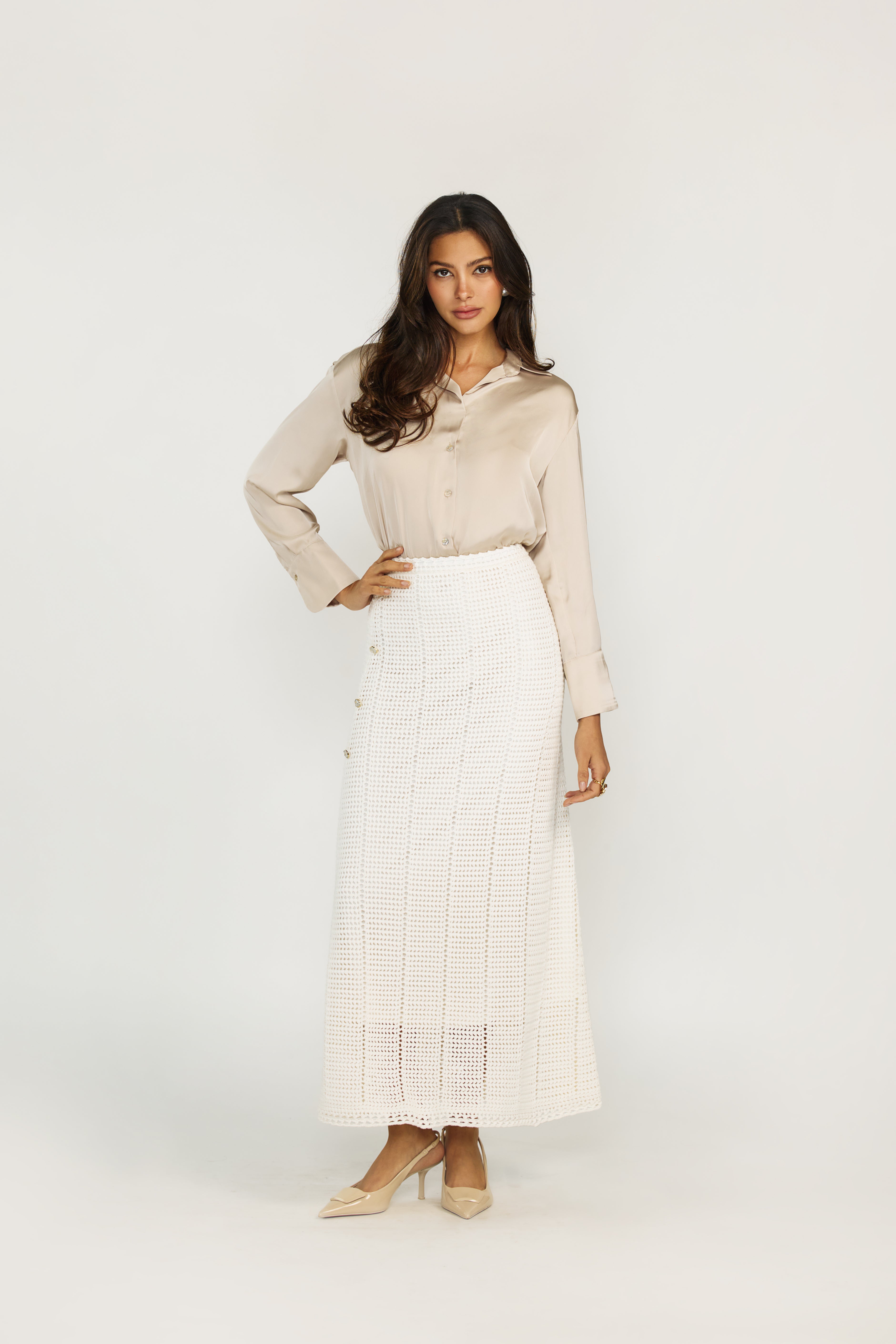 White Knit Maxi Skirt