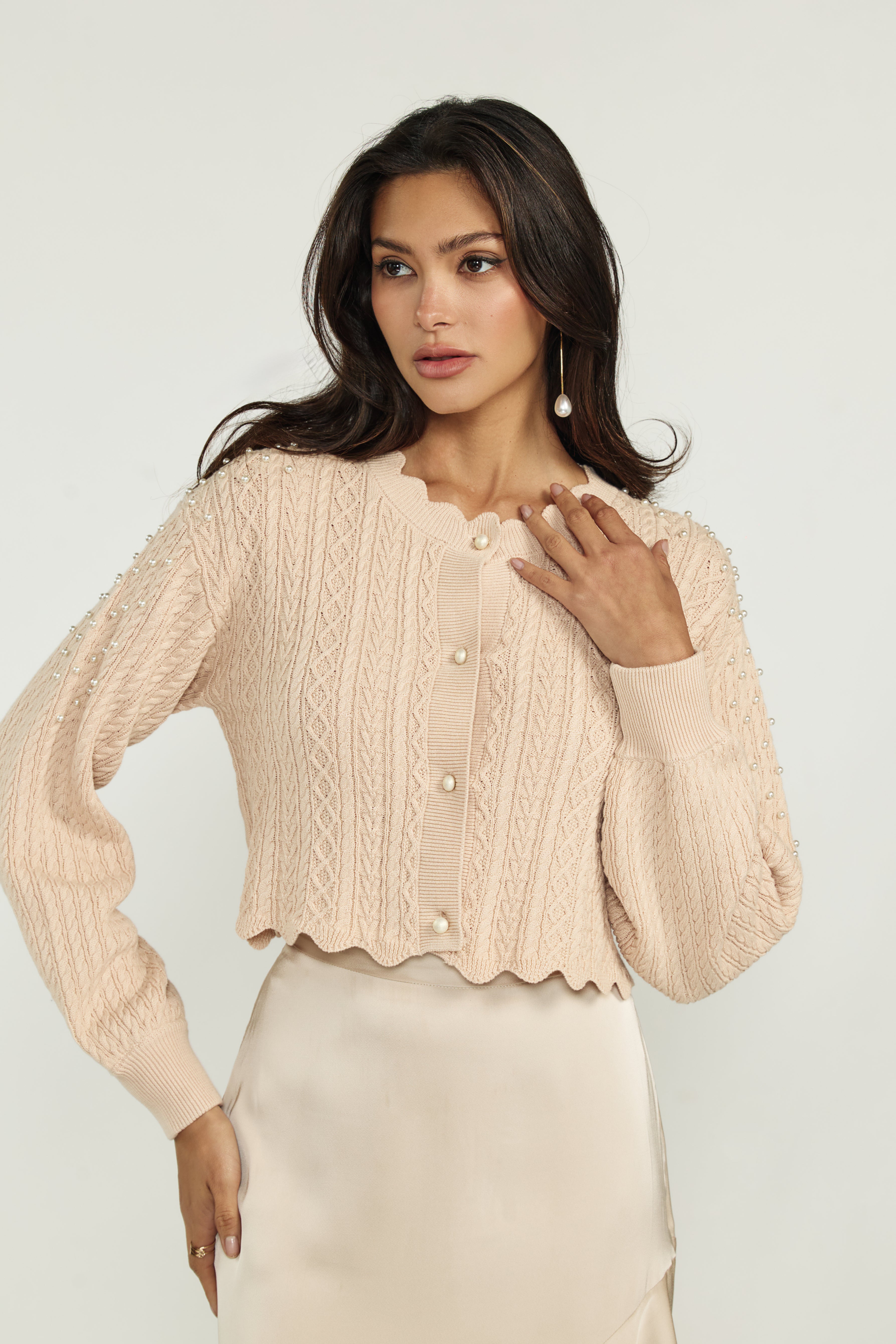 Scalloped Pearl Cardigan
