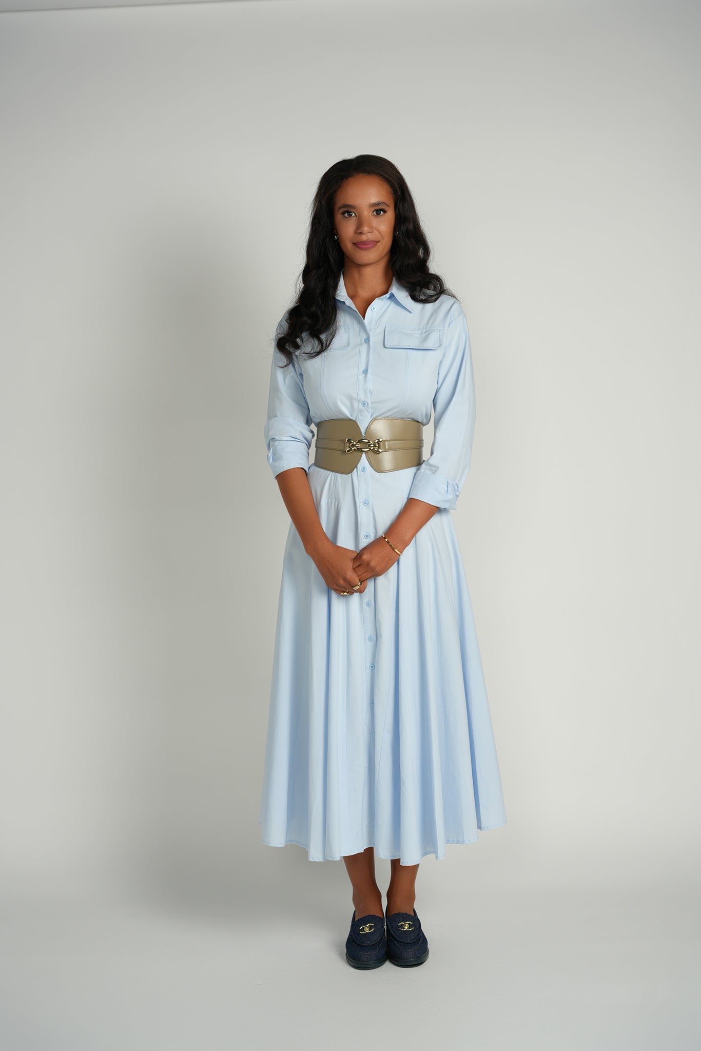 Poplin Shirt Dress – Powder Blue X-Small Poplin Shirt Dress – Powder Blue X-Small
