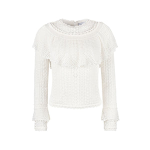 Ruffle Pointelle Sweater