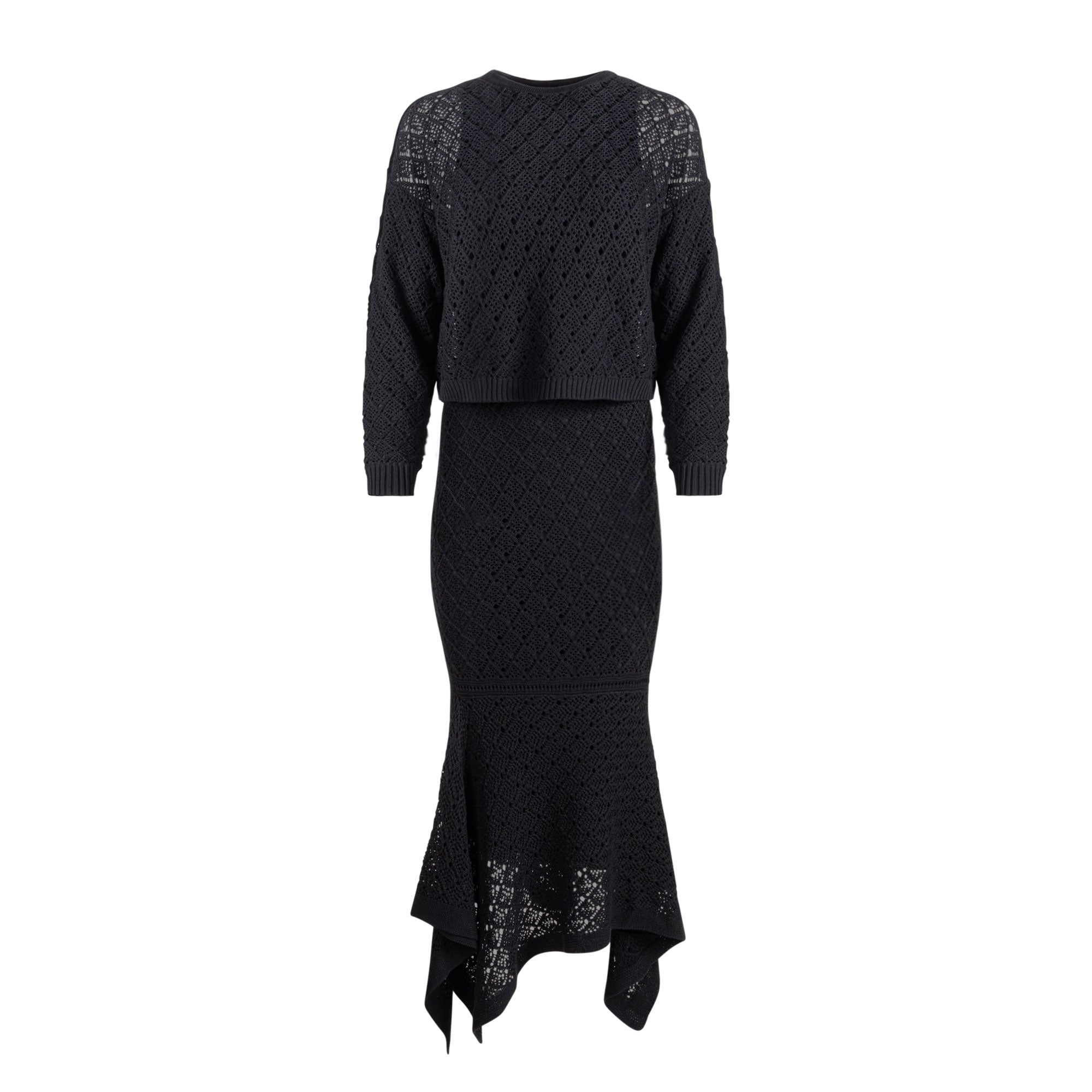 Crochet Dress with Top - Black
