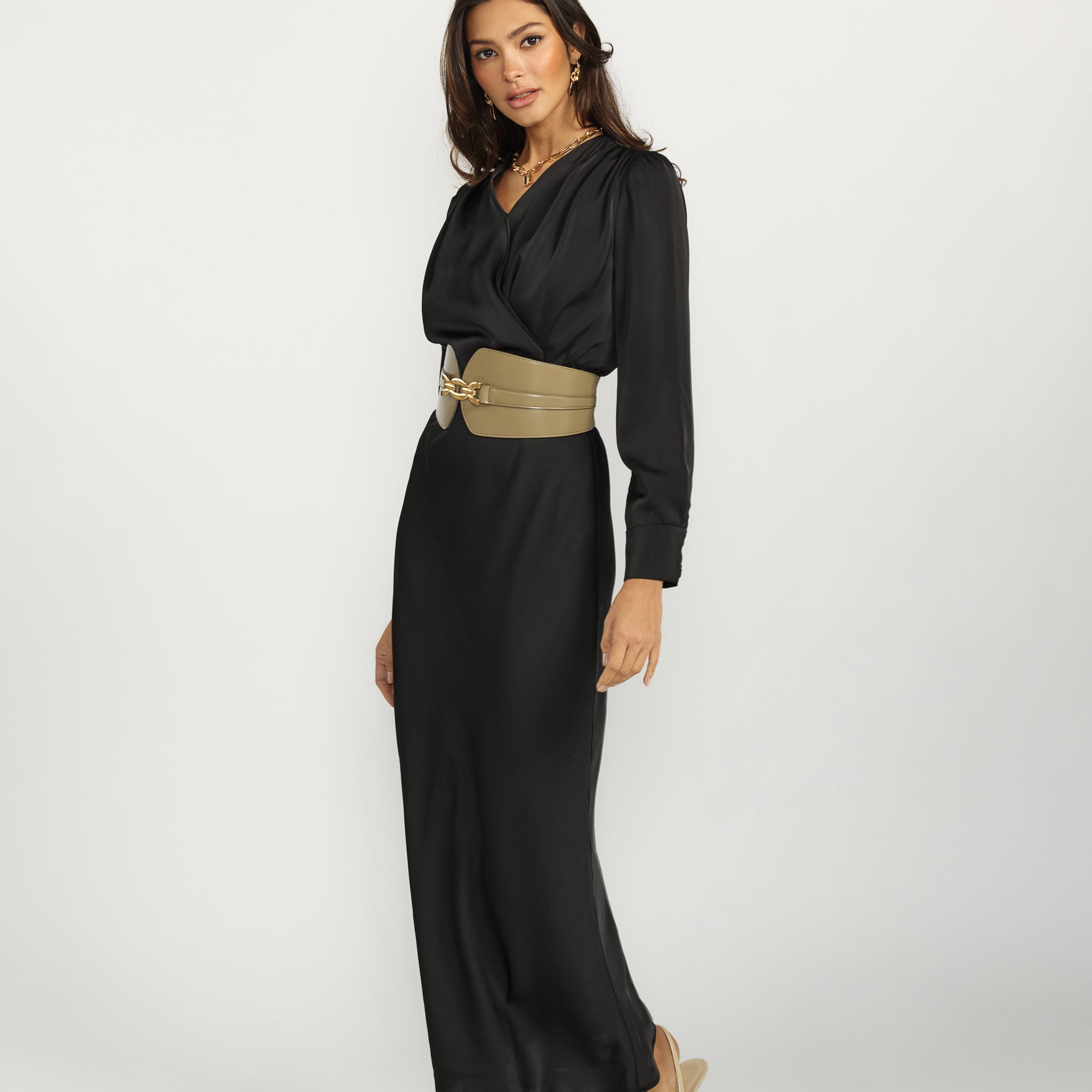 Silk Drape Dress - Black