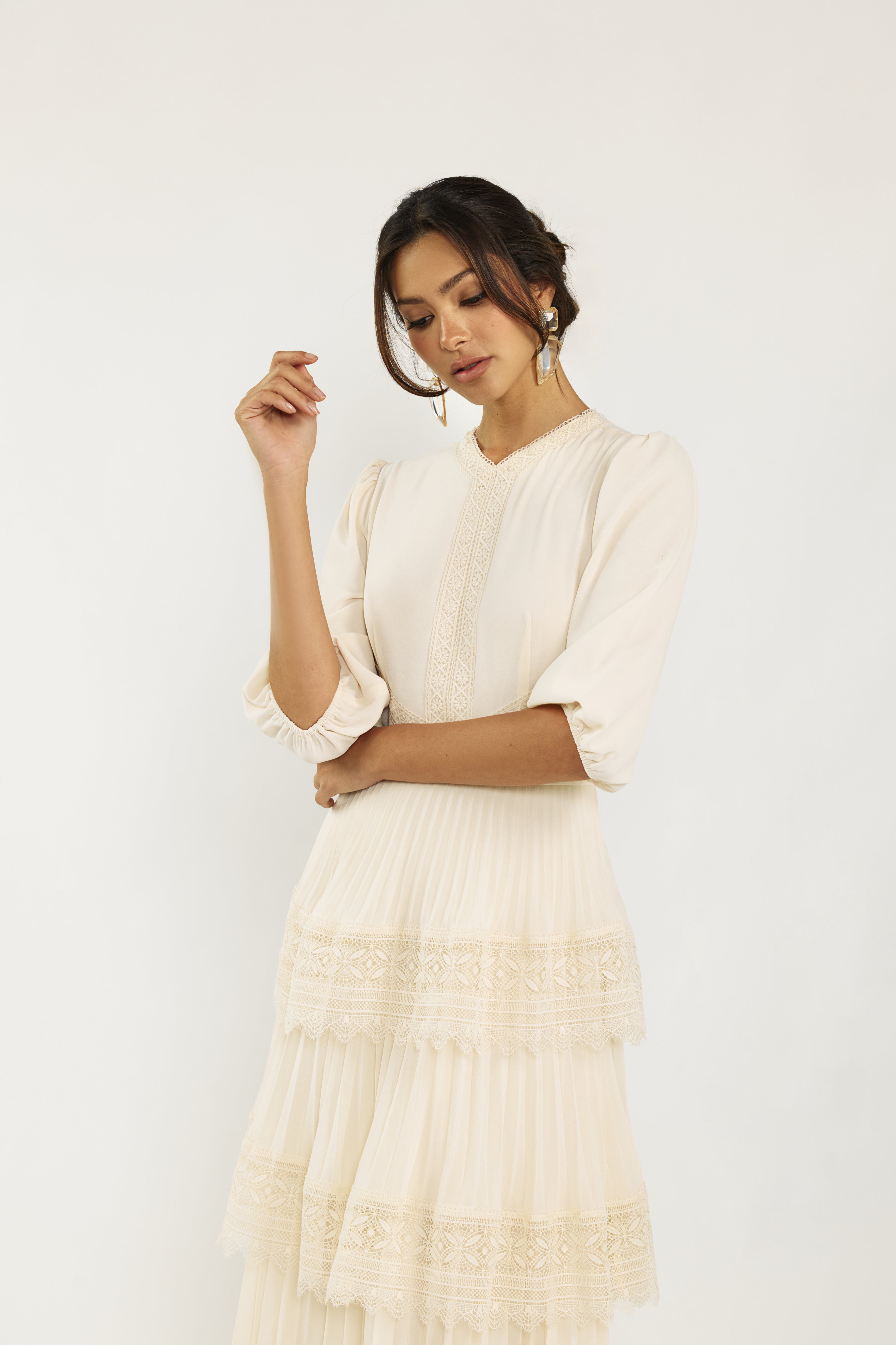Lace Tier Maxi Dress - Cream Lace Tier Maxi Dress - Cream