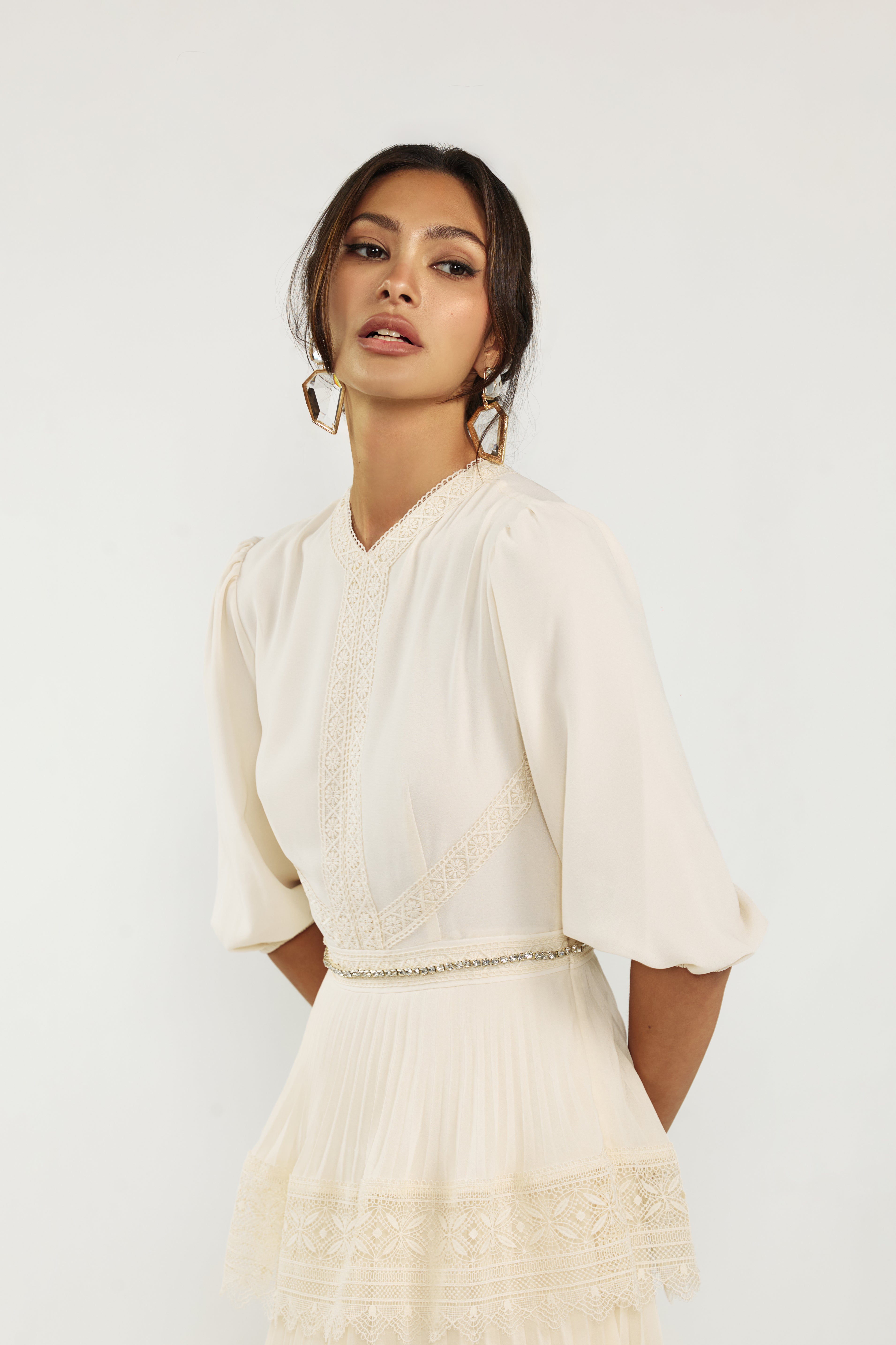 Lace Tier Maxi Dress - Cream Lace Tier Maxi Dress - Cream