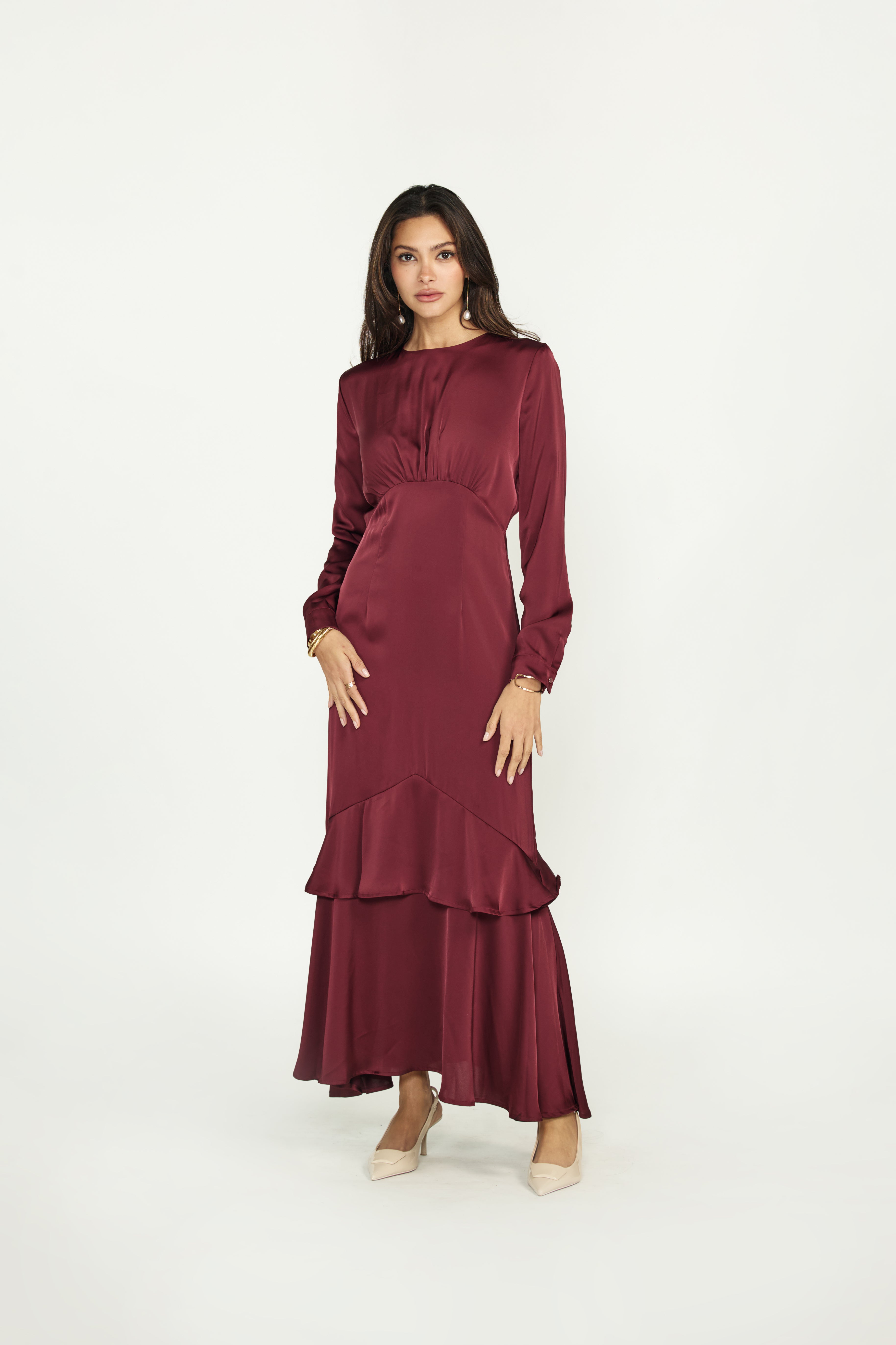 関送込☆オープンバックのCherry Ruffled Cover-Up Midi Dress Sierra Pink Mesh Ruched Floral Bardot Lace-Up Midi Dress