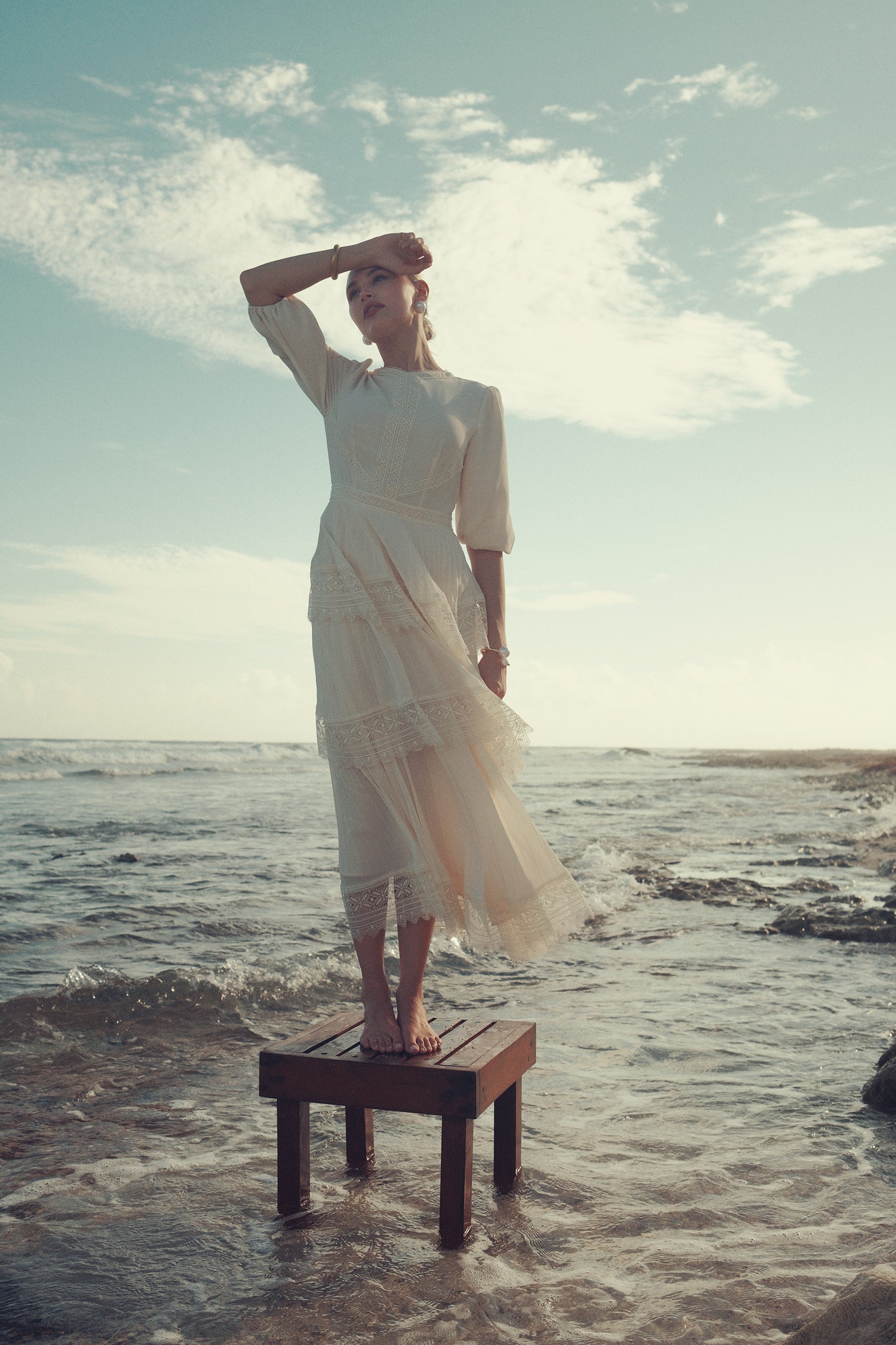 Lace Tier Maxi Dress - Cream Lace Tier Maxi Dress - Cream