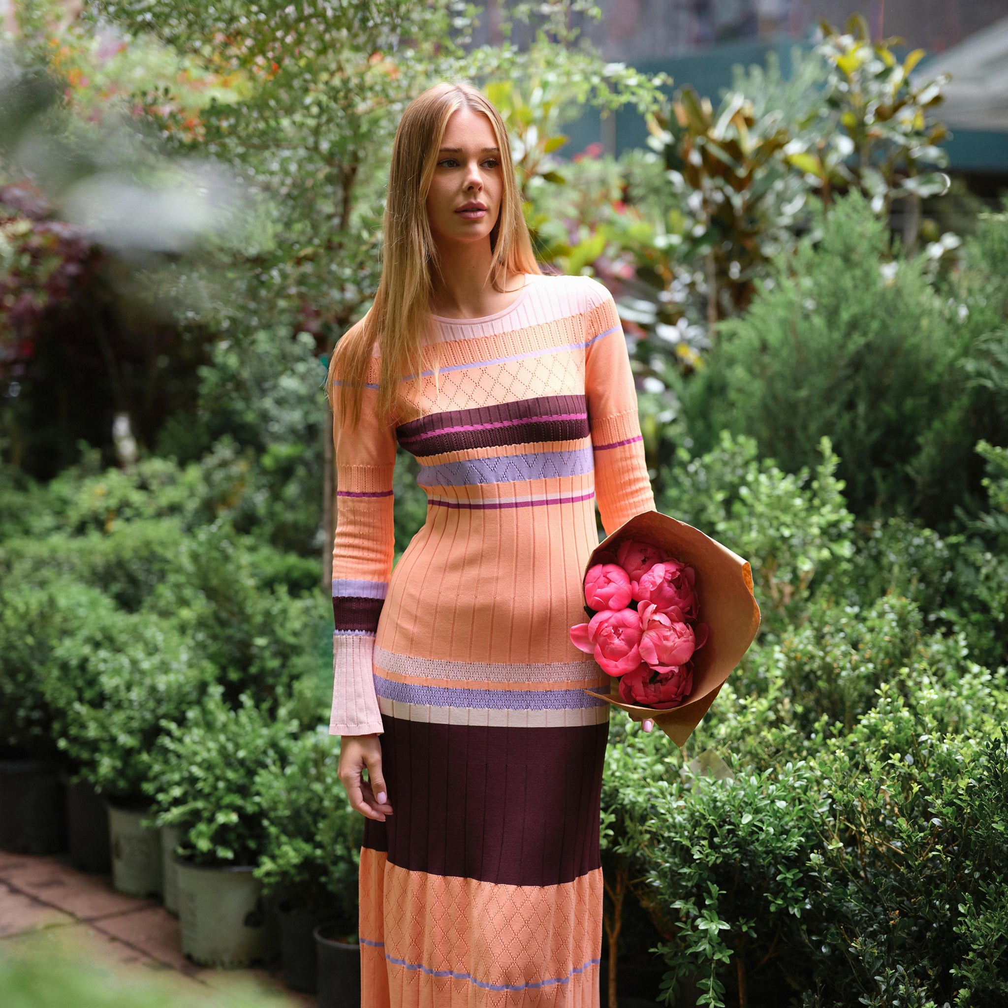 Chromatic Knit Dress - Sunset