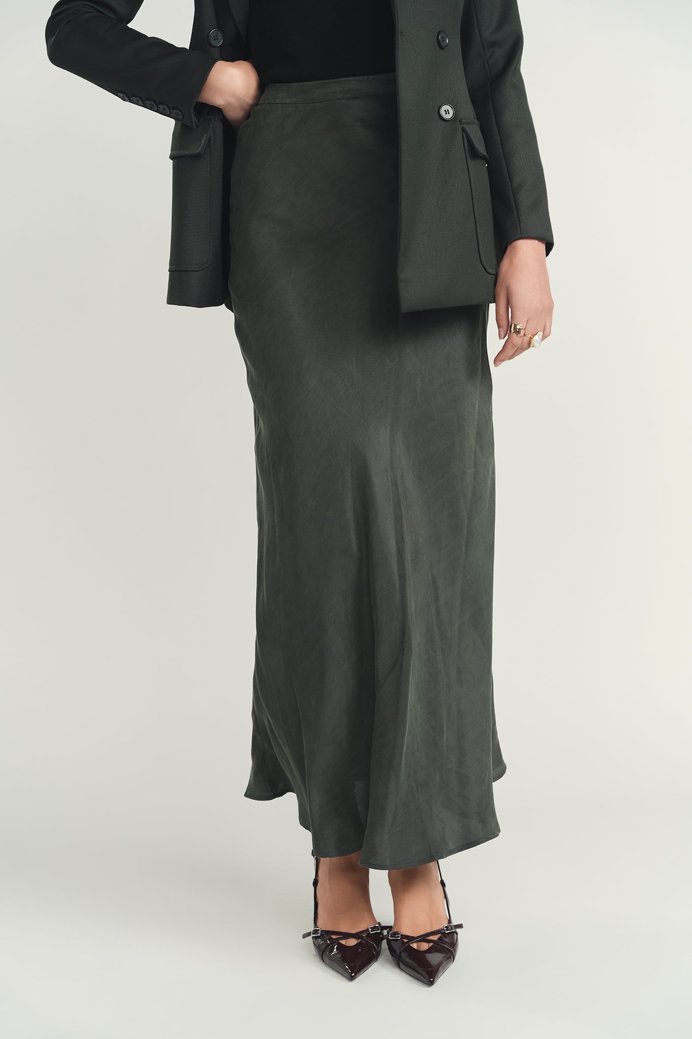 Cupro Soie Skirt- Hunter Green
