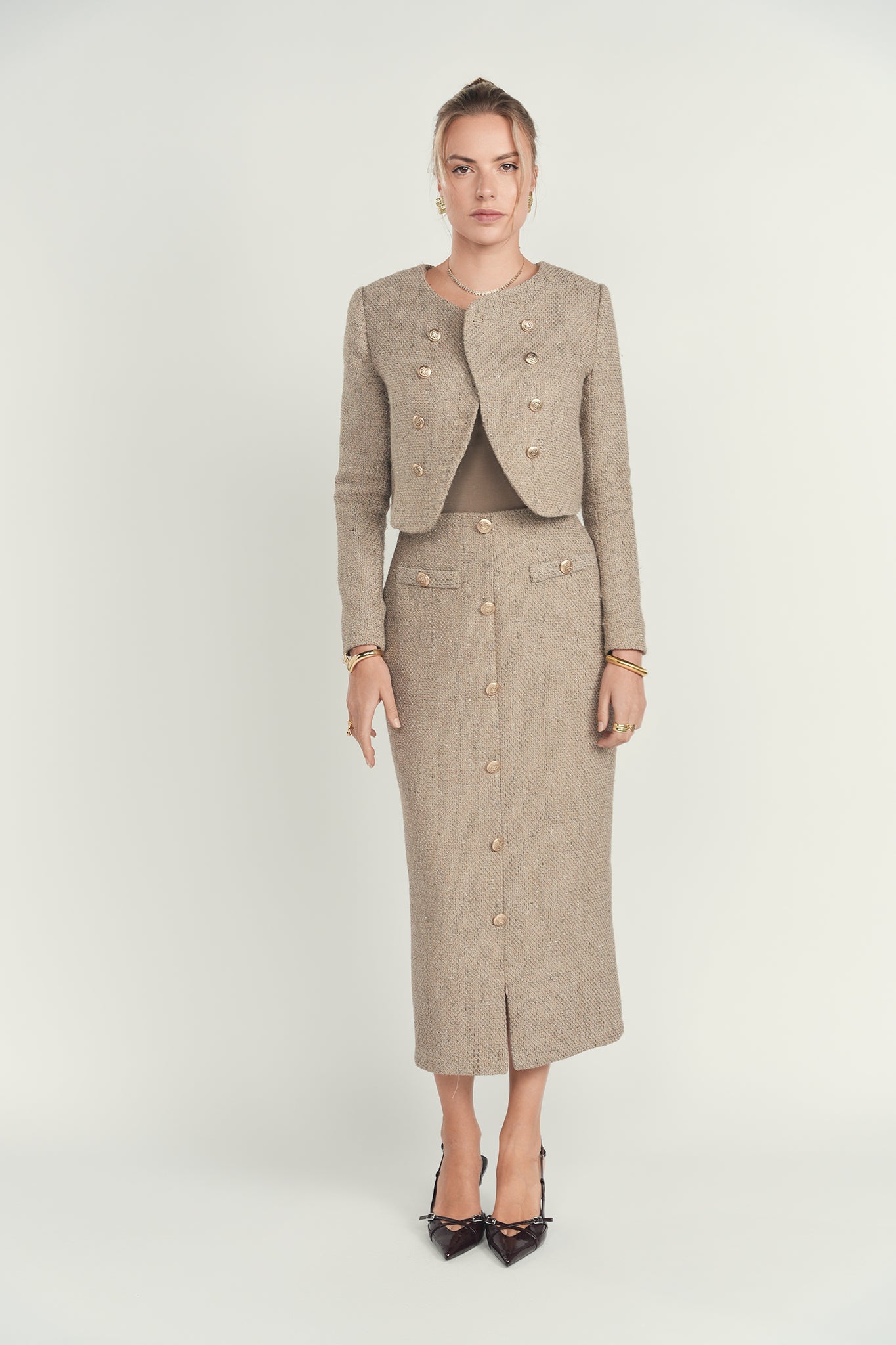 Column Tweed Skirt