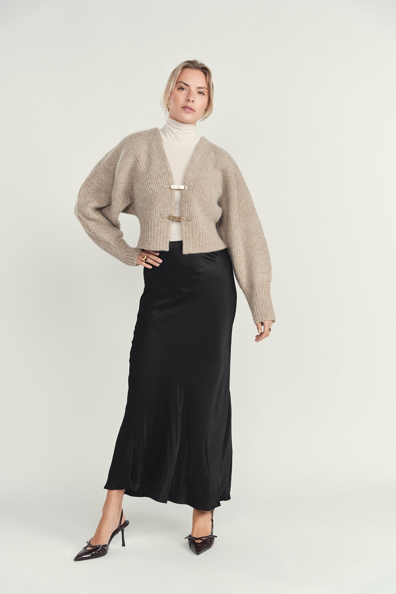 Sable Buckle Oversized Cardigan