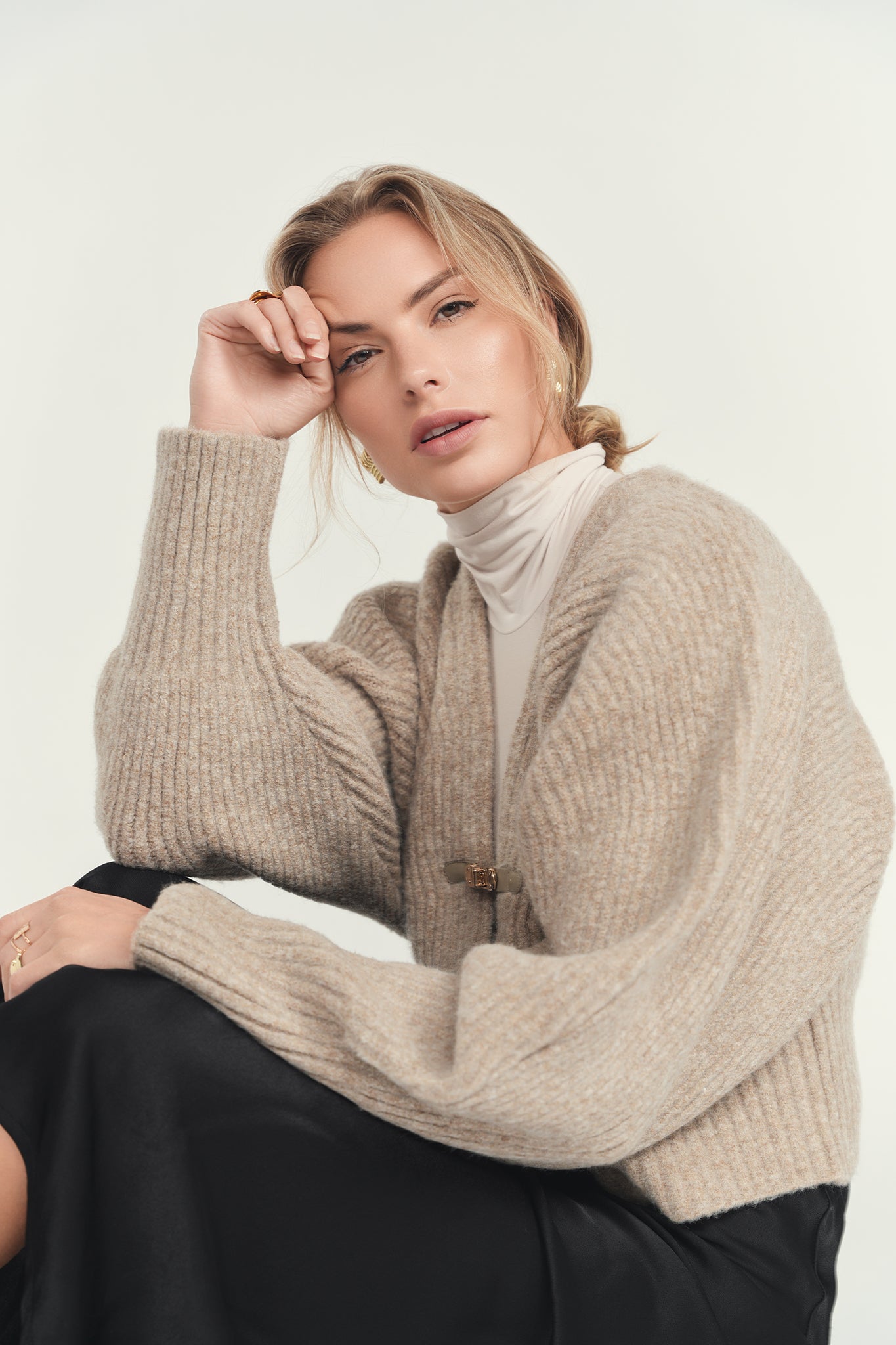 Sable Buckle Oversized Cardigan