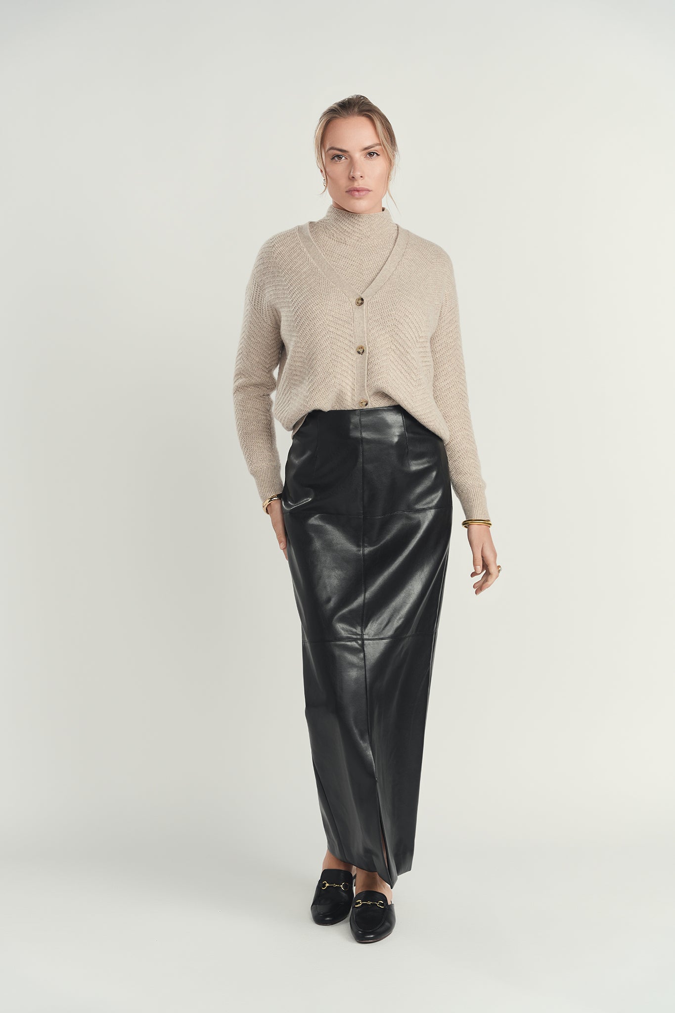 Panel Leather Skirt