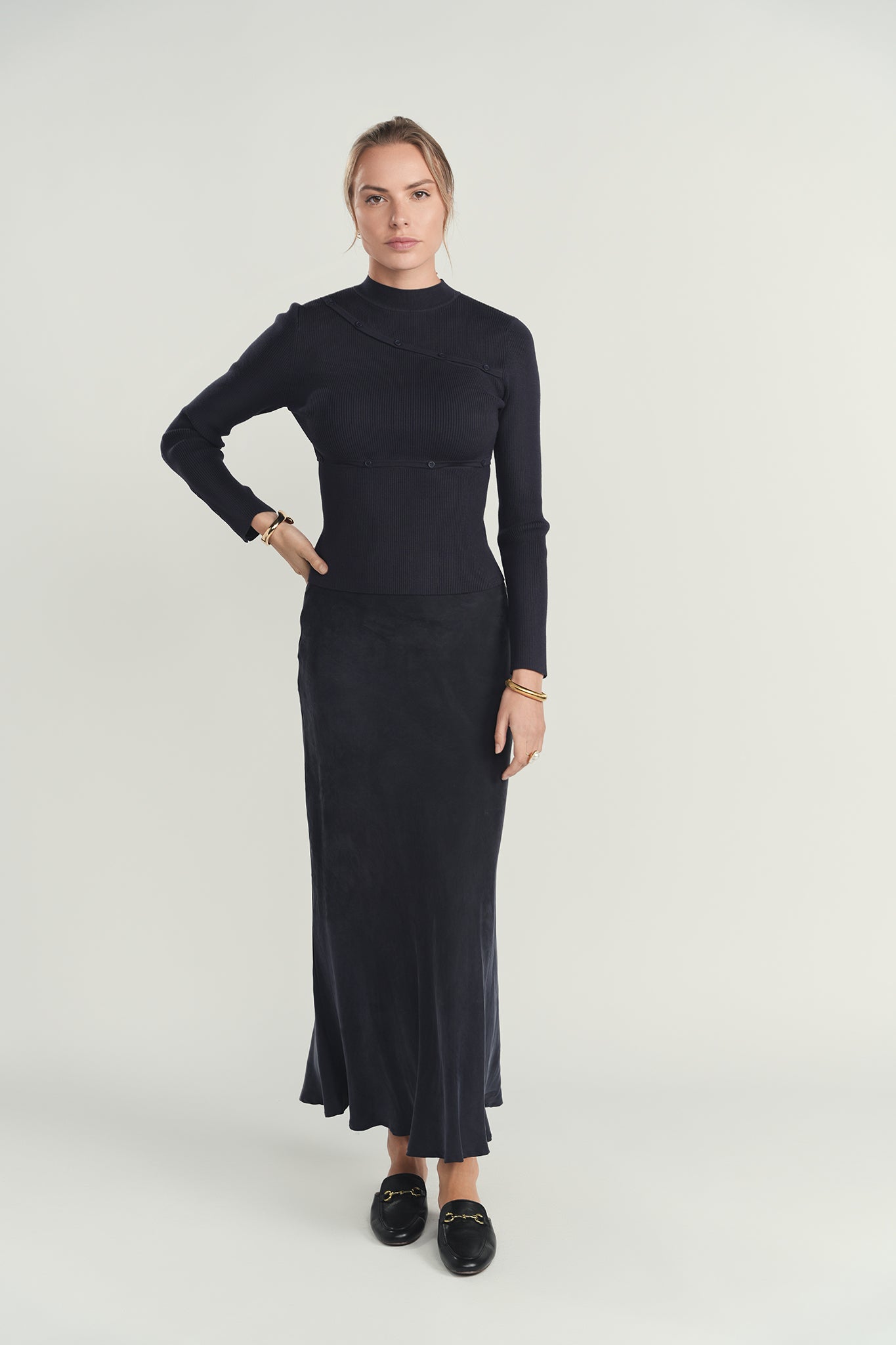 Cupro Soie Skirt- Navy