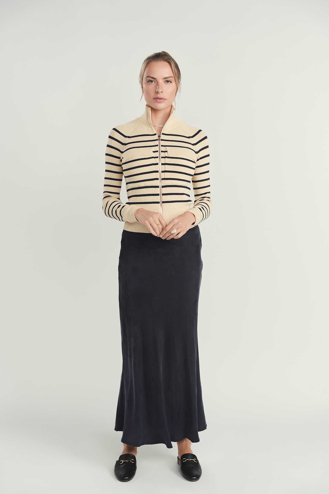 Cupro Soie Skirt- Navy