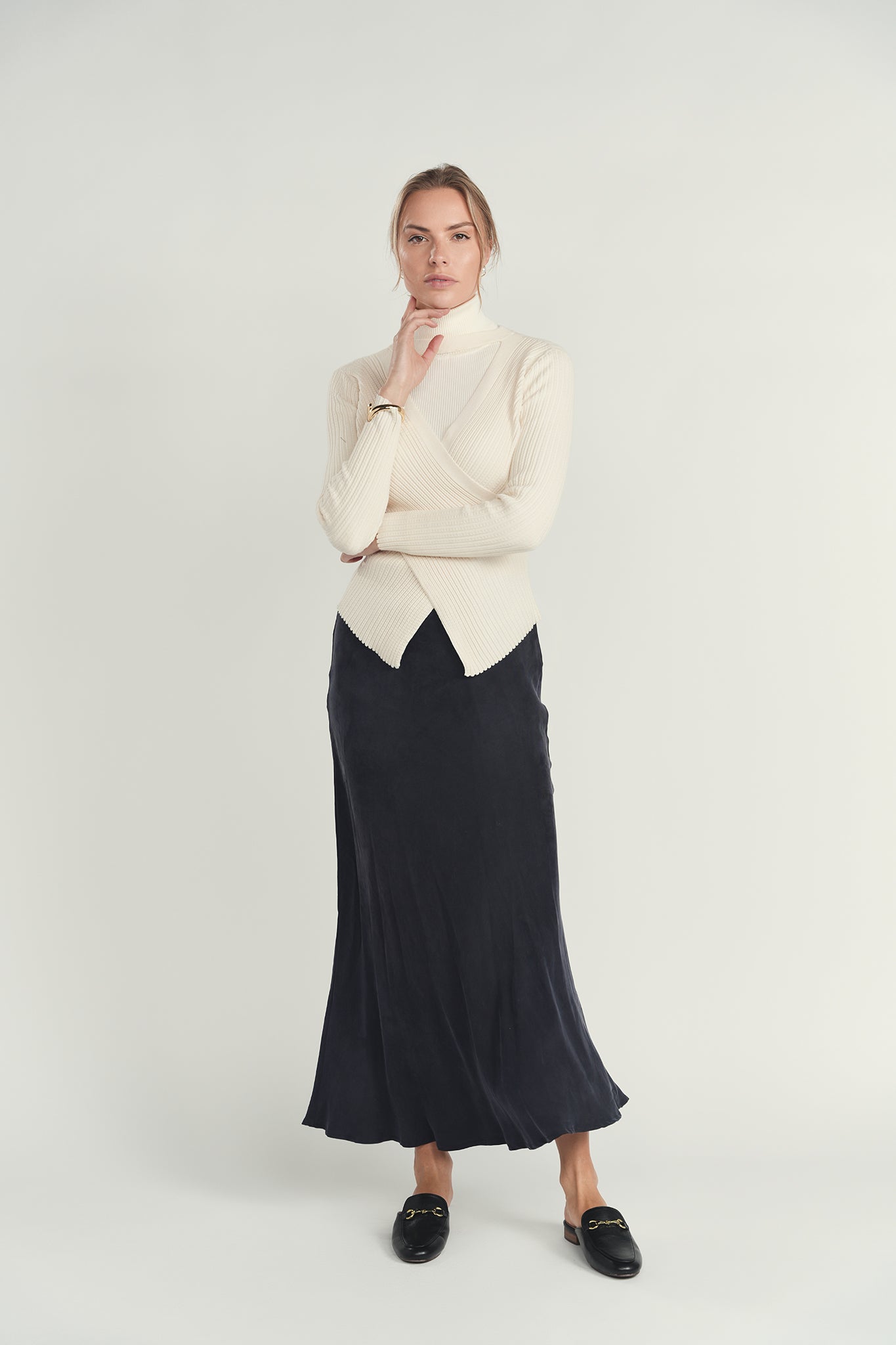 Cupro Soie Skirt- Navy
