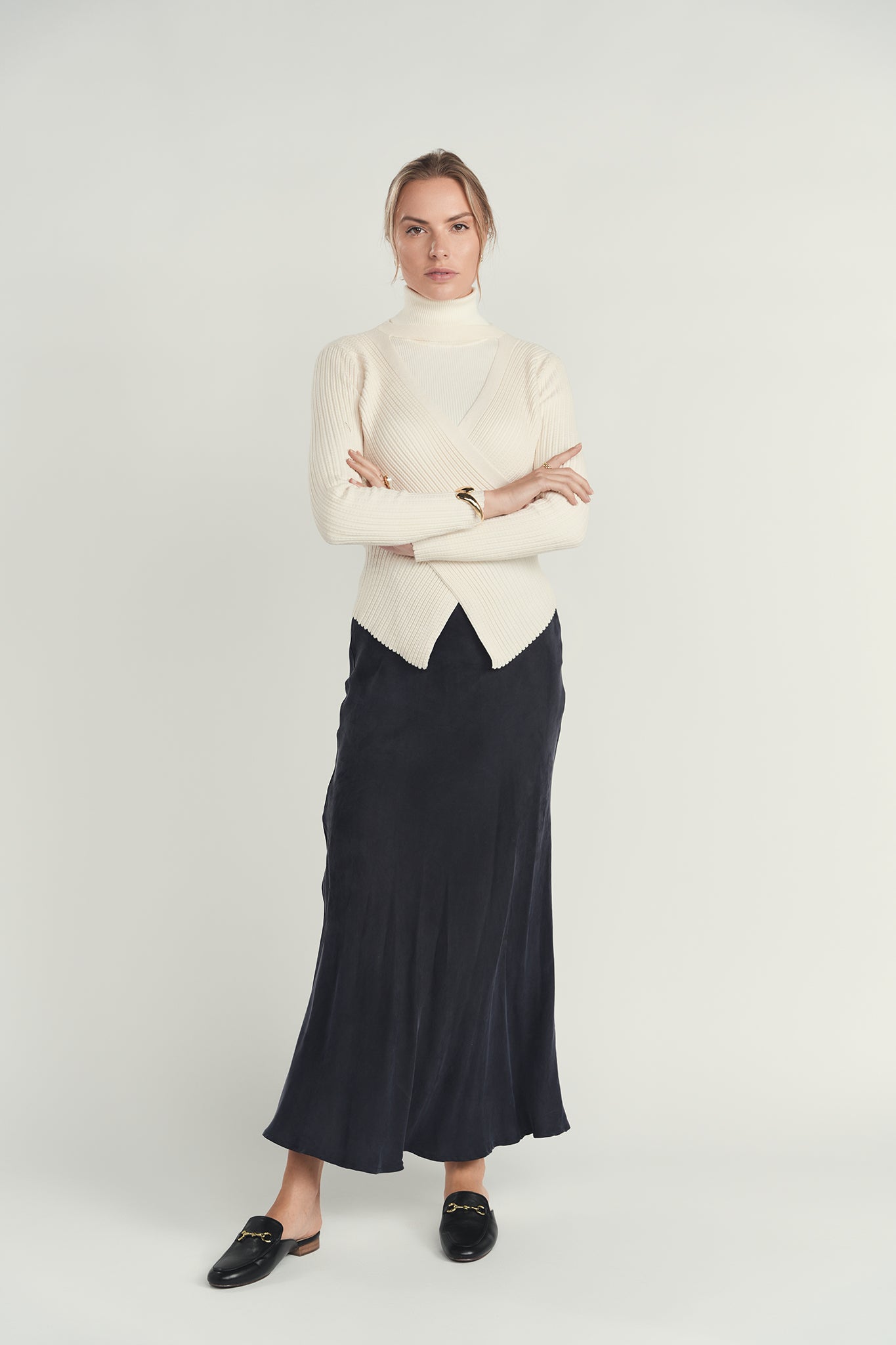 Cupro Soie Skirt- Navy