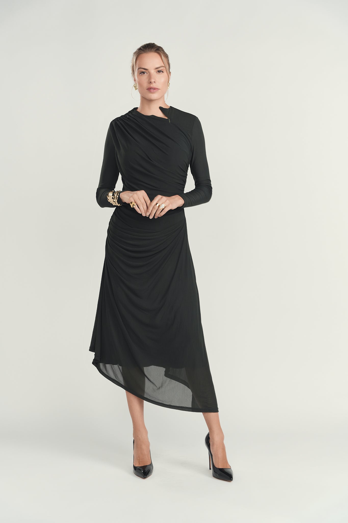 Mesh Cascade Dress