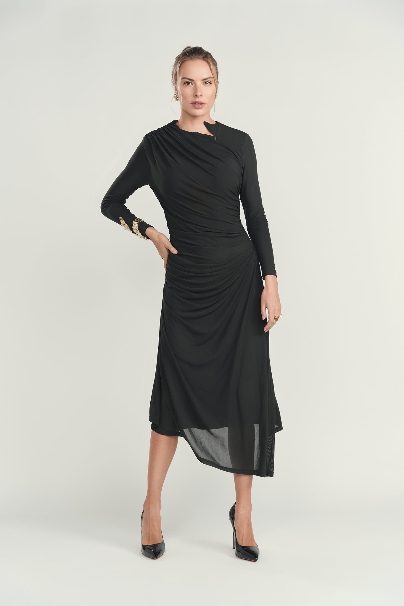 Mesh Cascade Dress