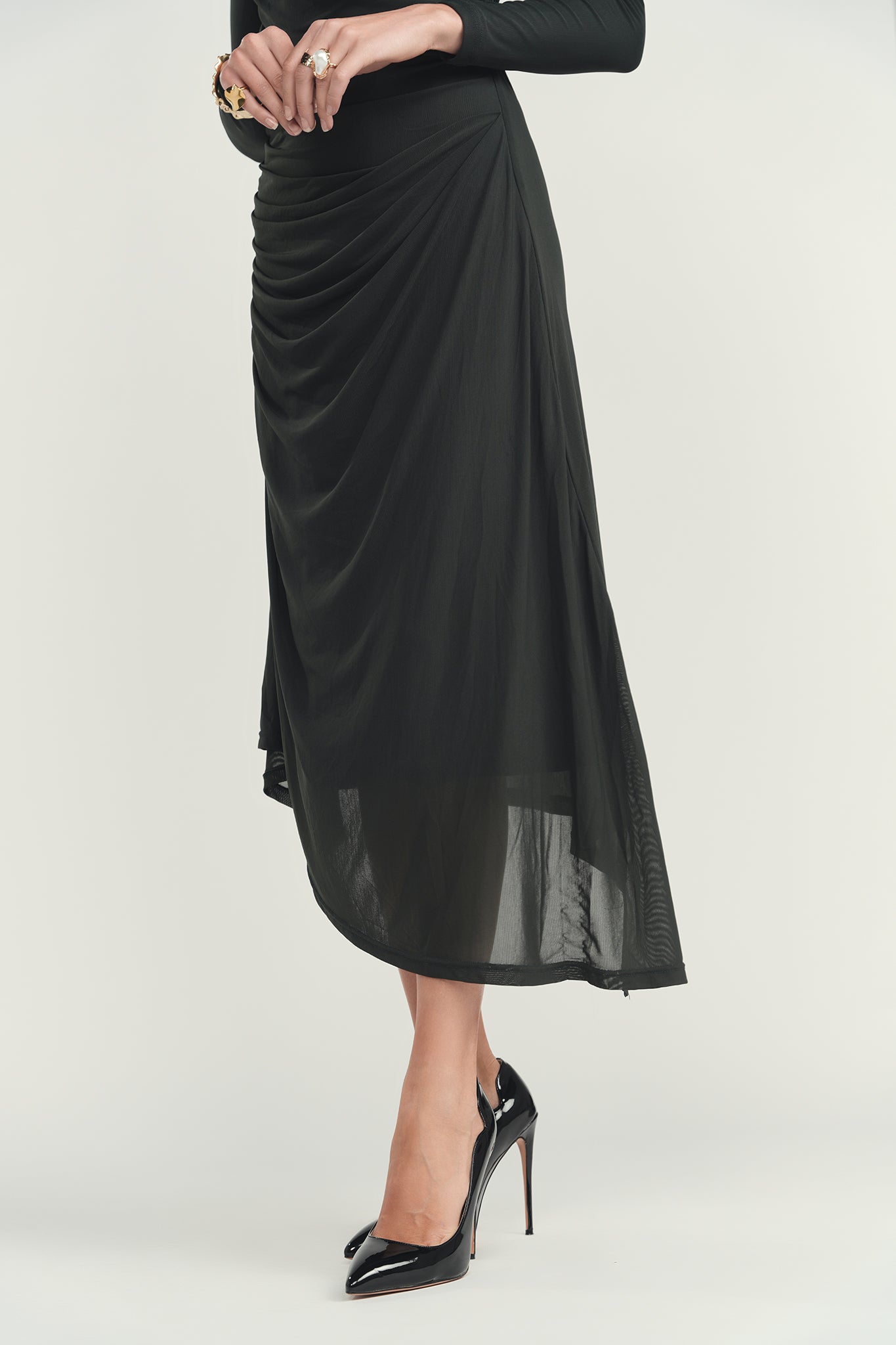 Mesh Cascade Dress