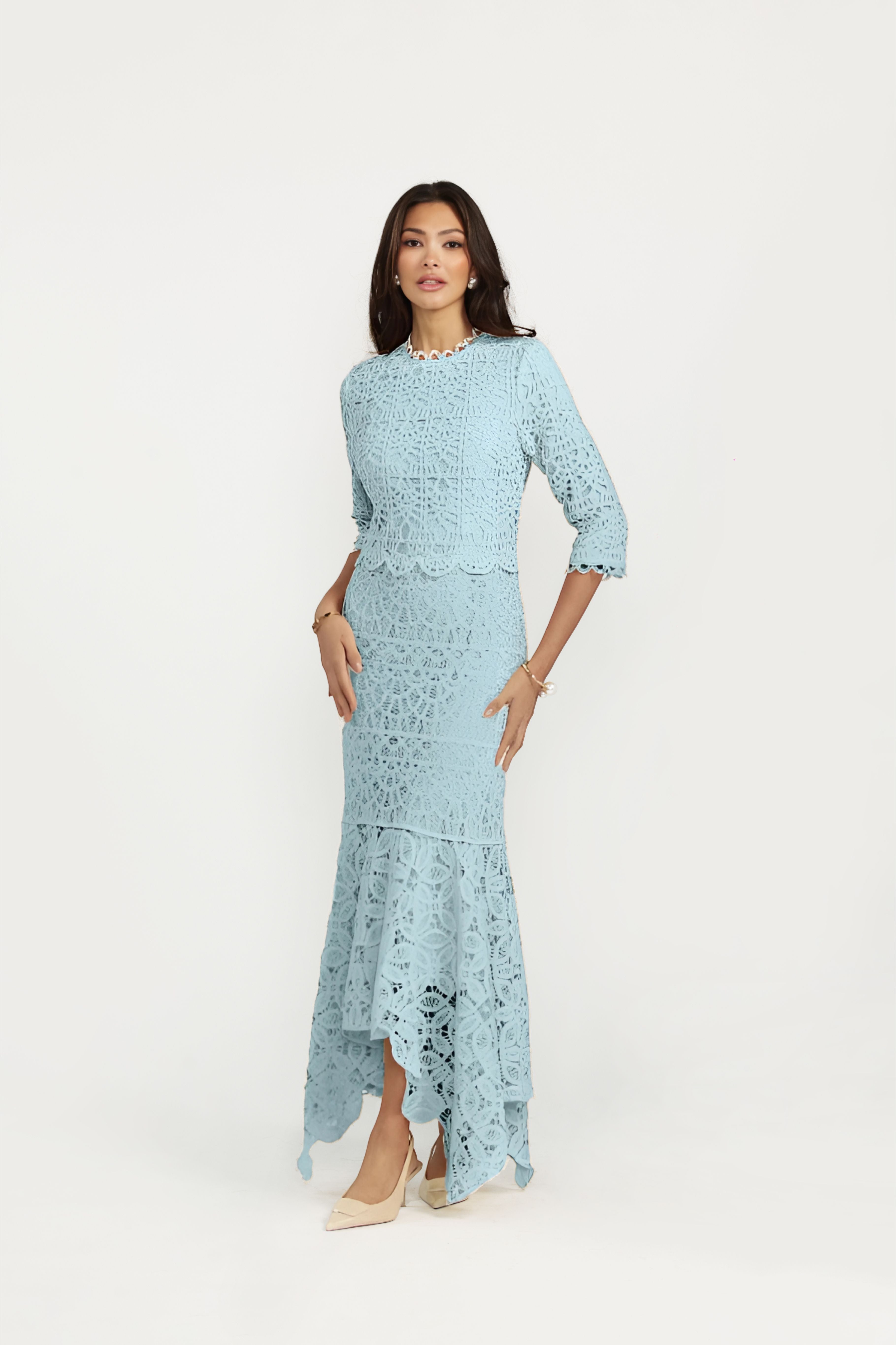 Lace Cascade Maxi Dress