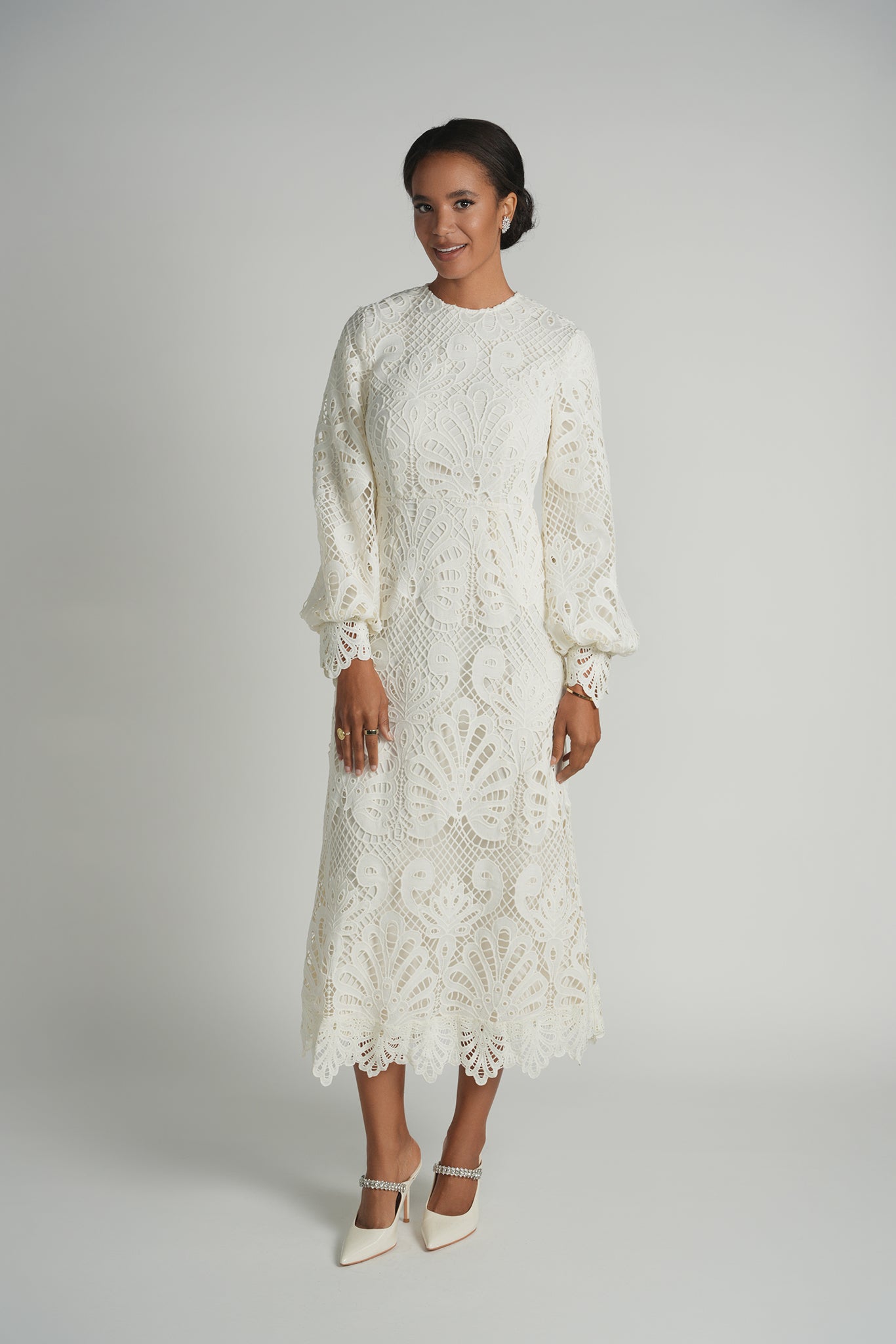 Guipure Lace Maxi Dress - Ivory