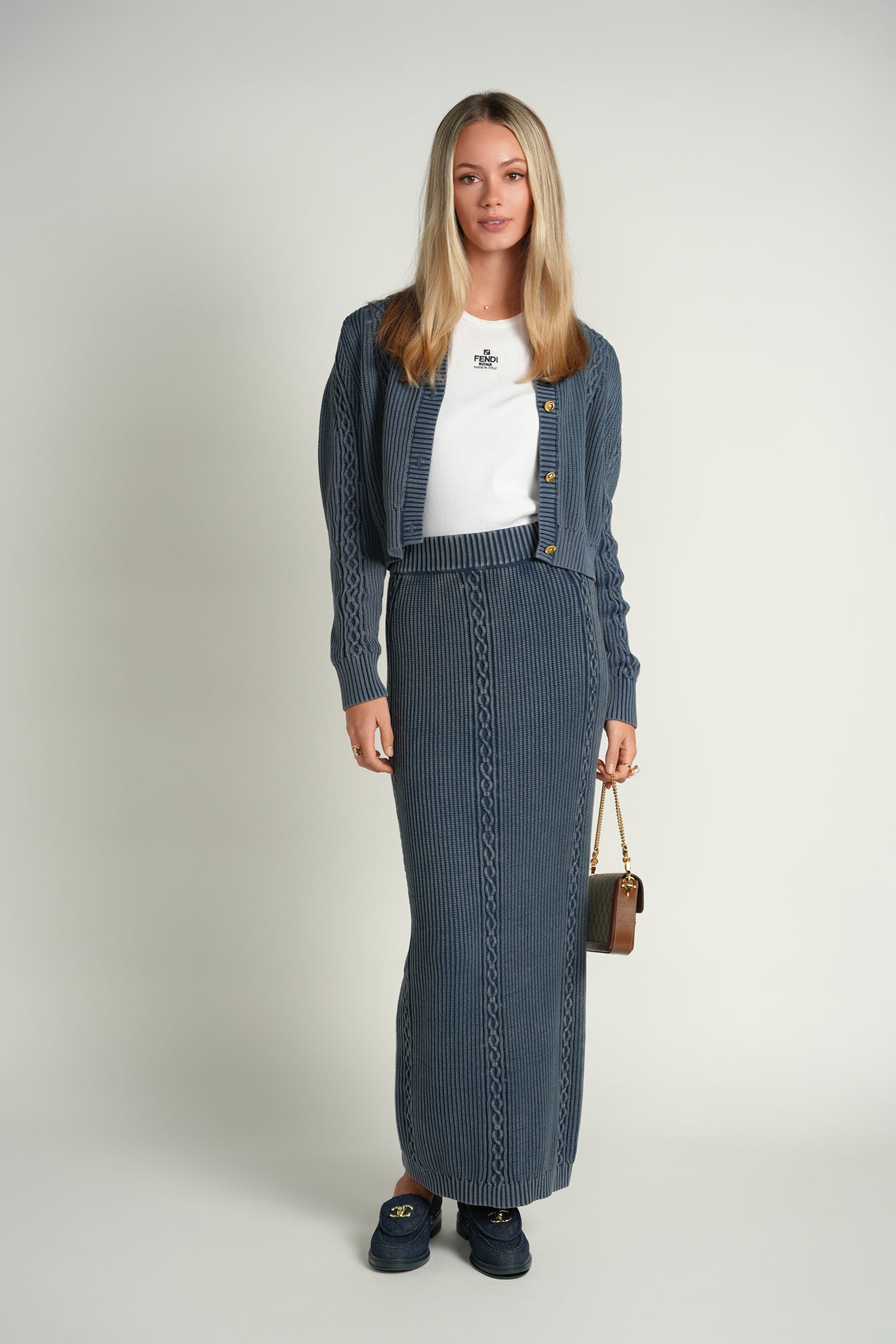 Denim Cable Maxi Skirt