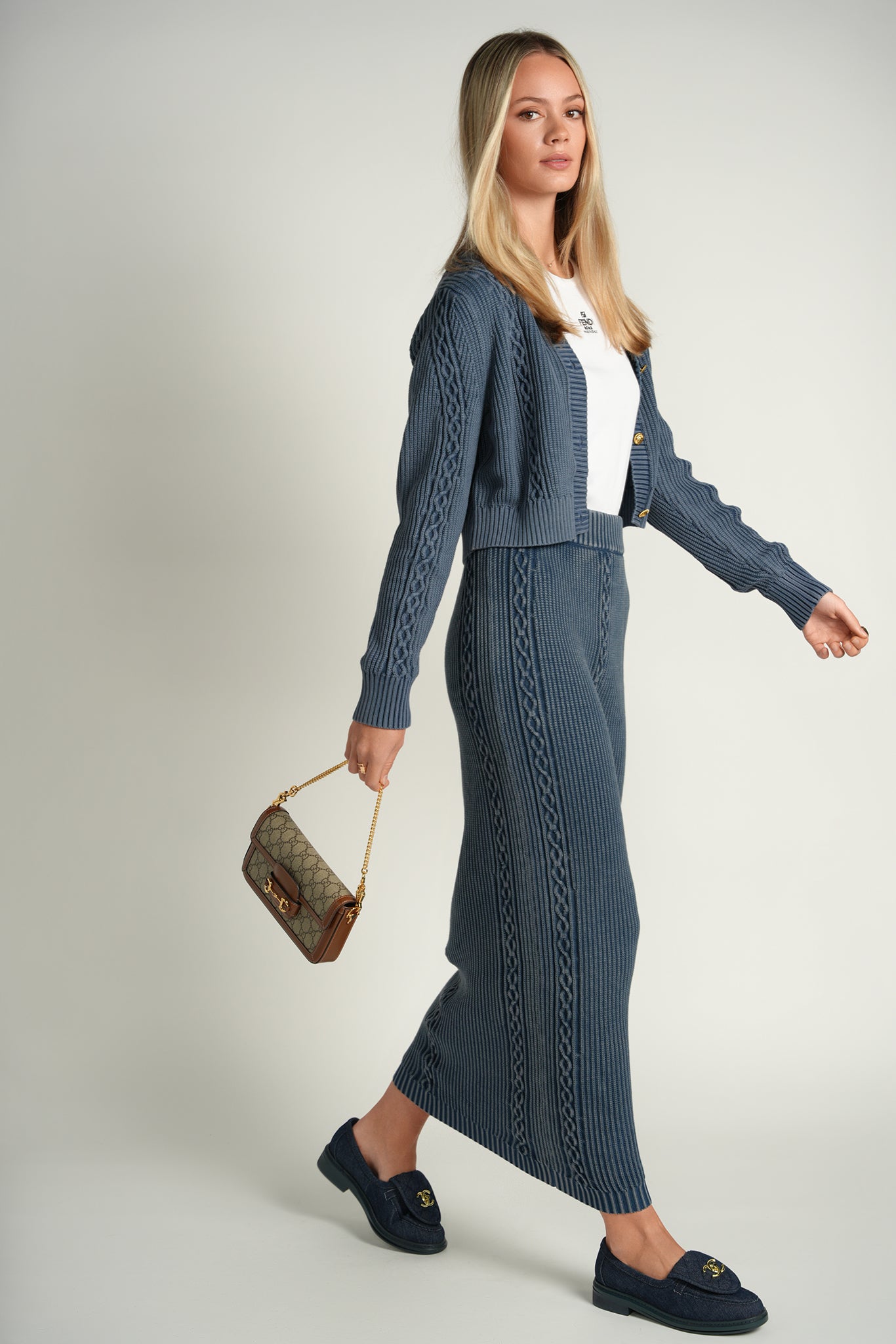 Denim Cable Cardigan