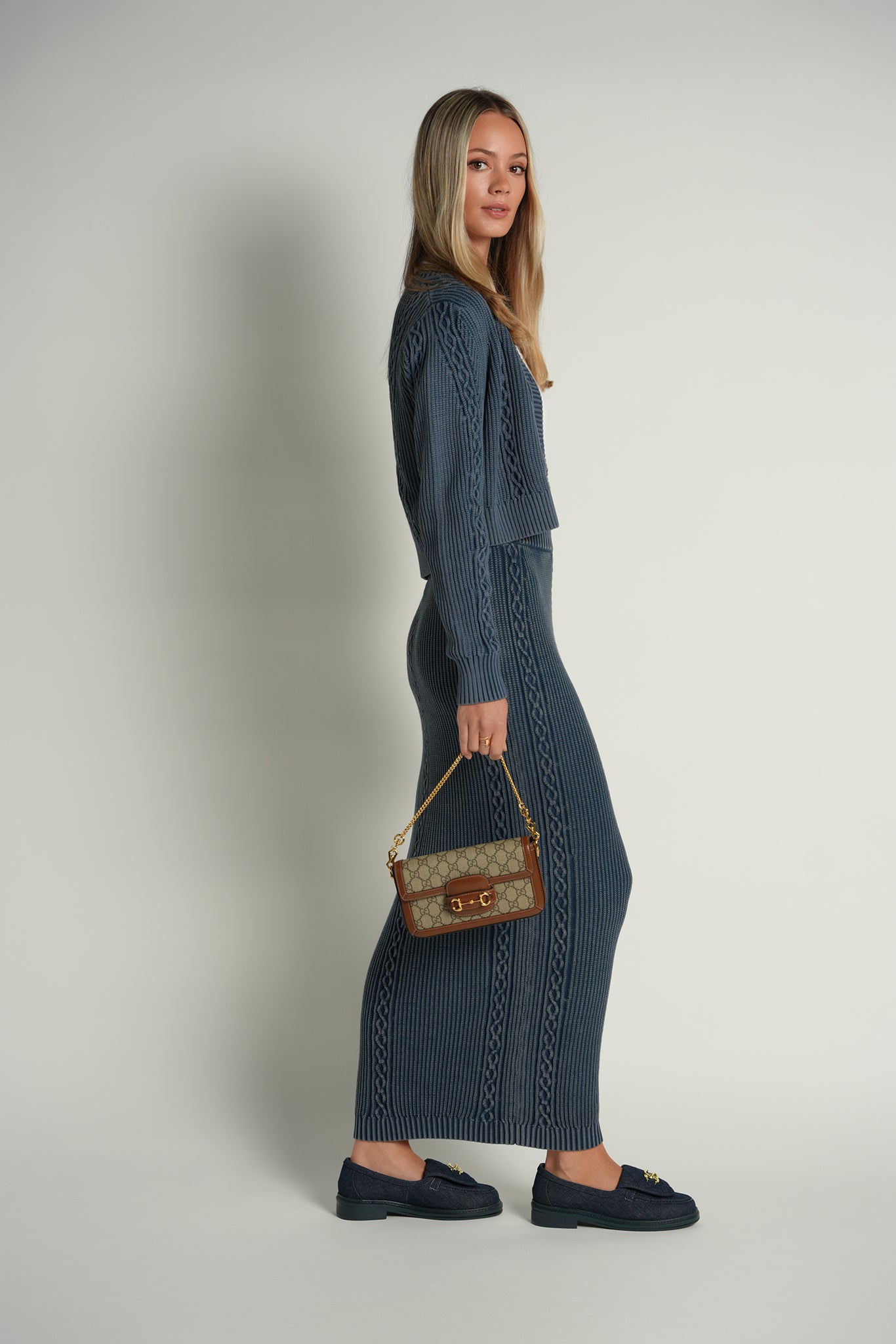 Denim Cable Maxi Skirt