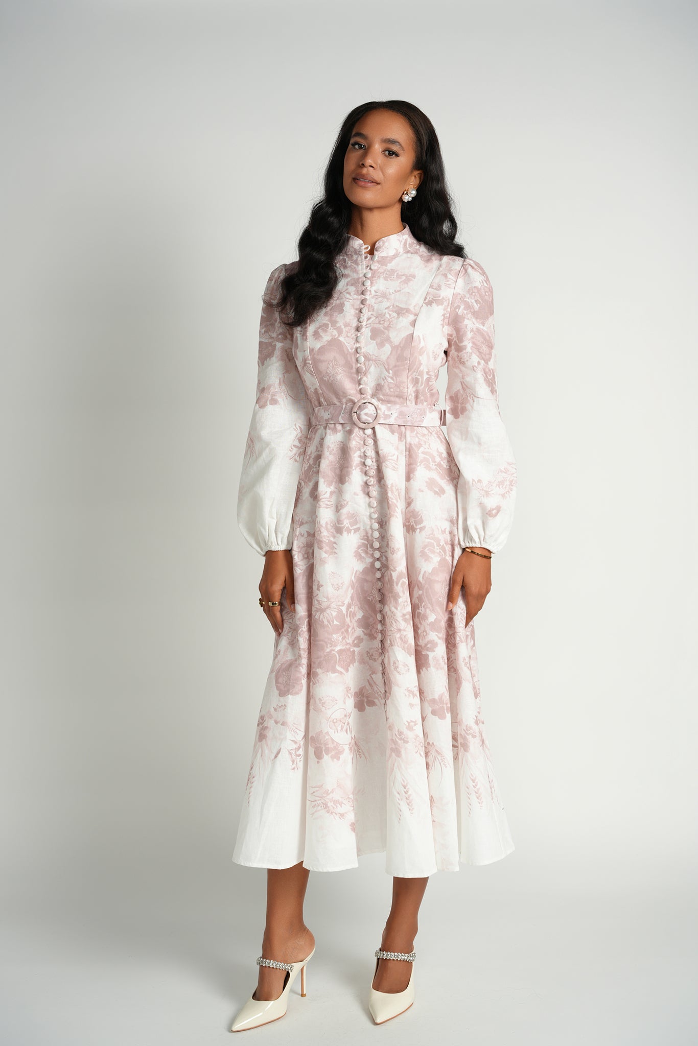 Belted Maxi Linen Dress Small