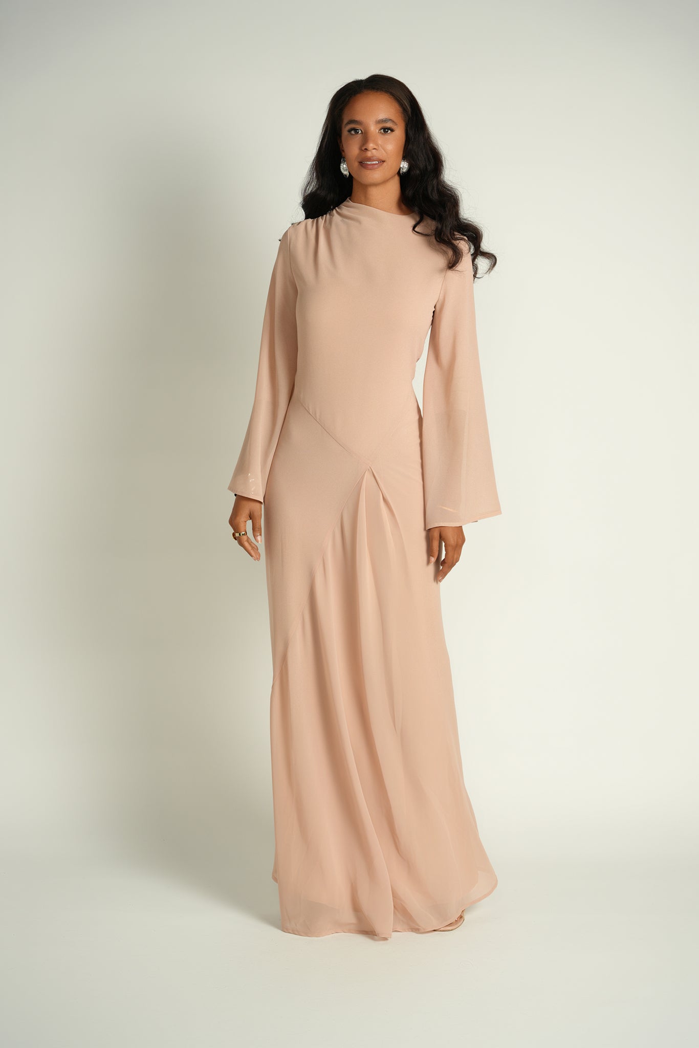Asymmetrical Draped Maxi Dress