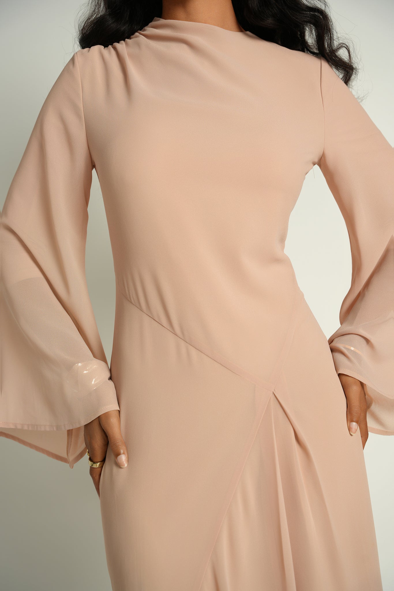 Asymmetrical Draped Maxi Dress