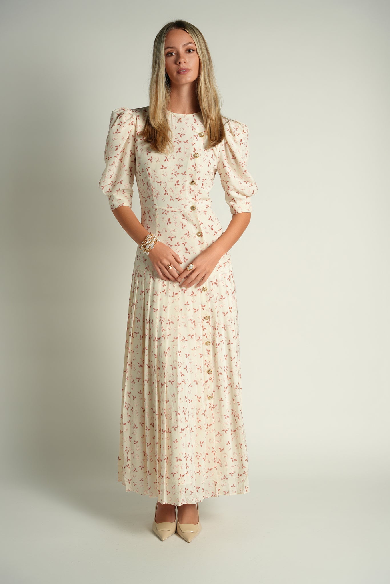 Silk A-Line Pleated Dress