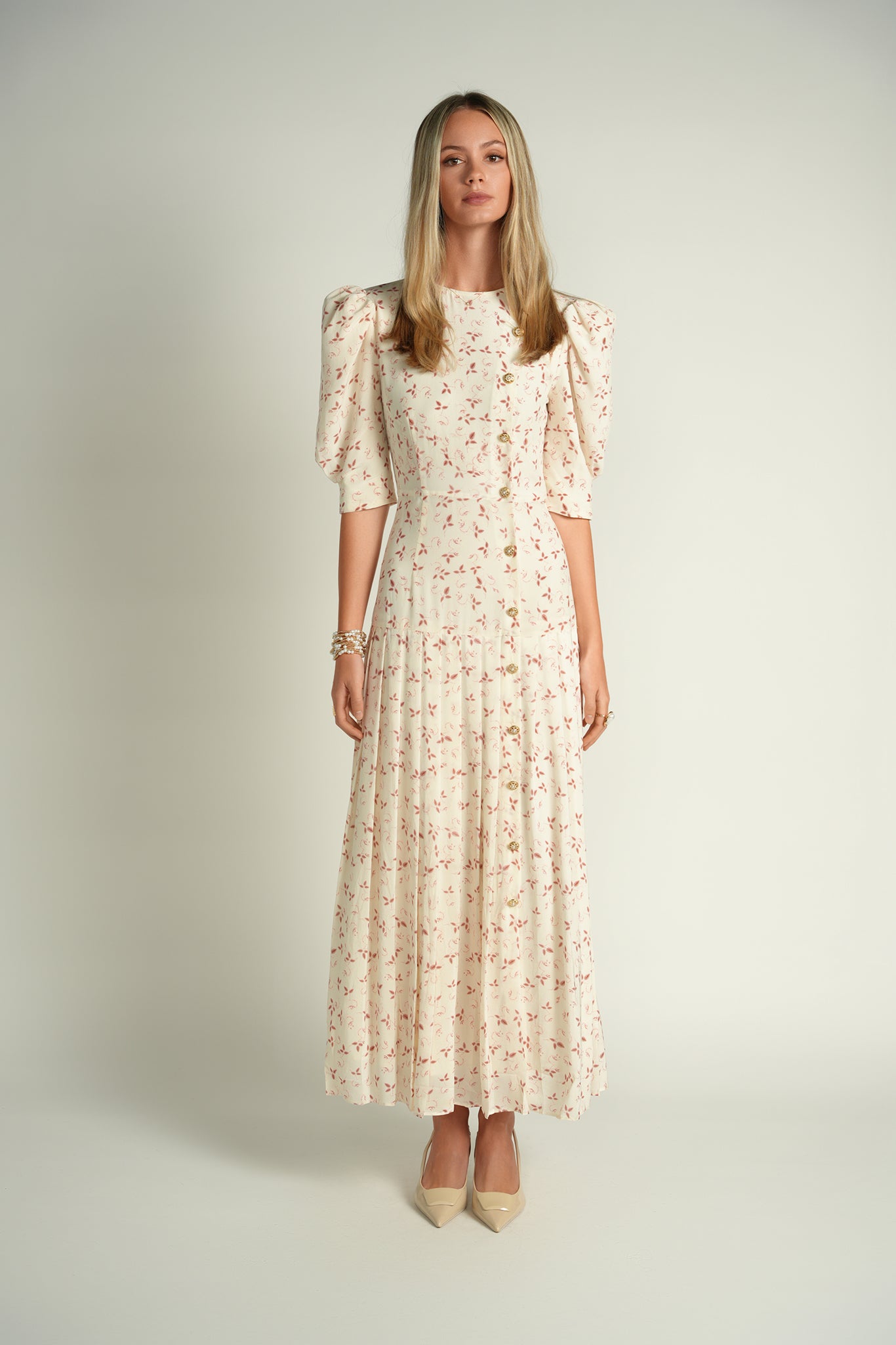 Silk A-Line Pleated Dress