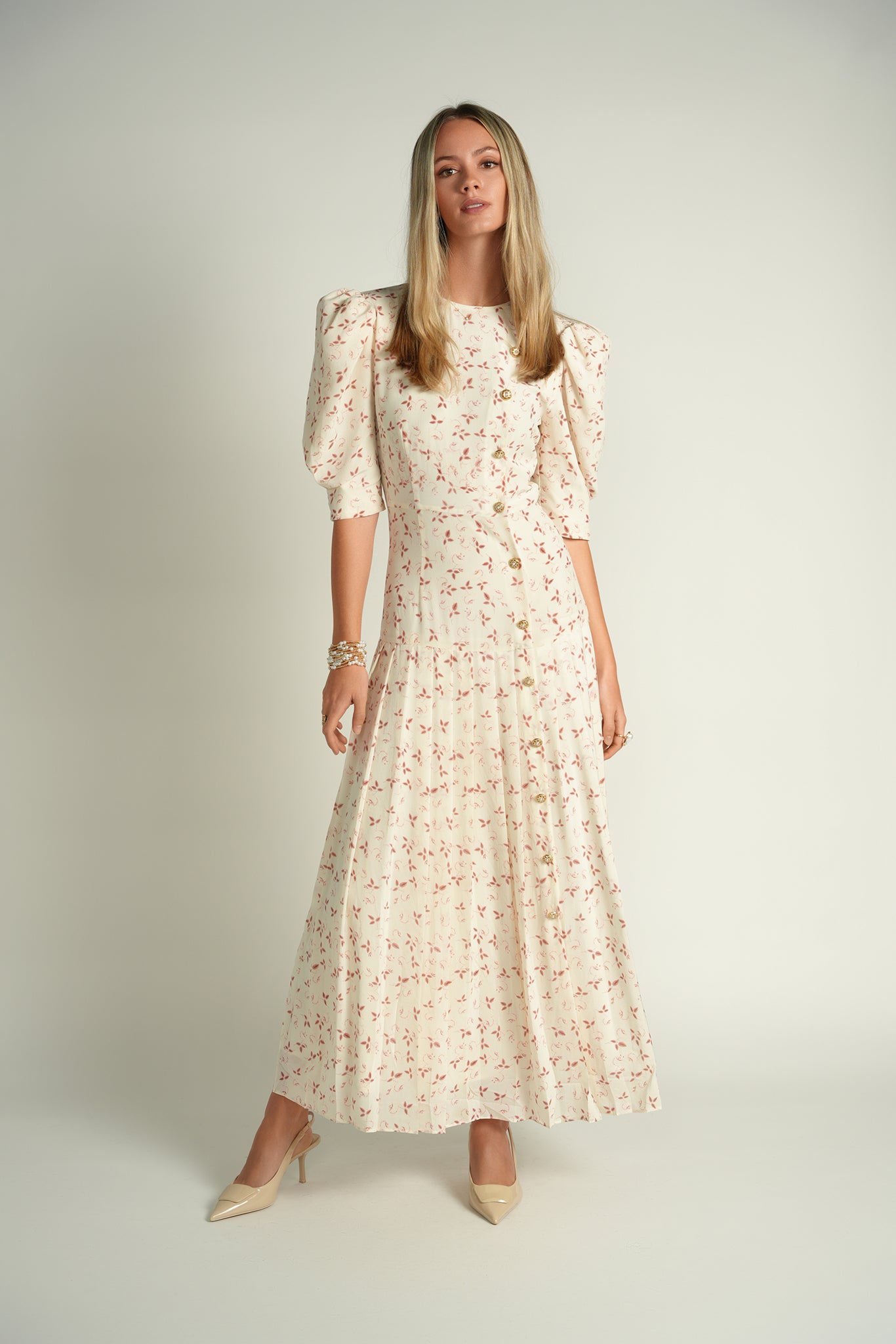 Silk A-Line Pleated Dress