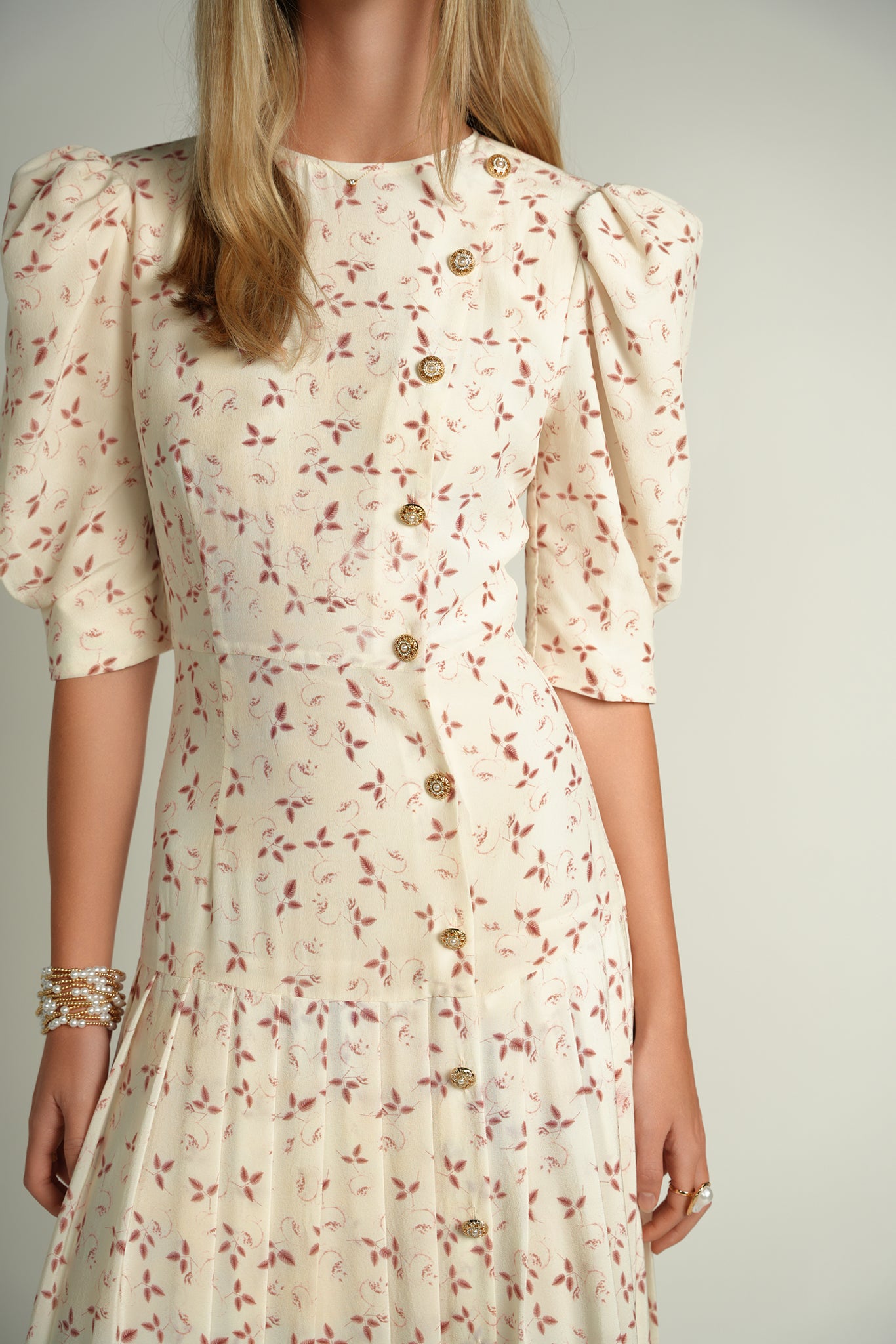 Silk A-Line Pleated Dress