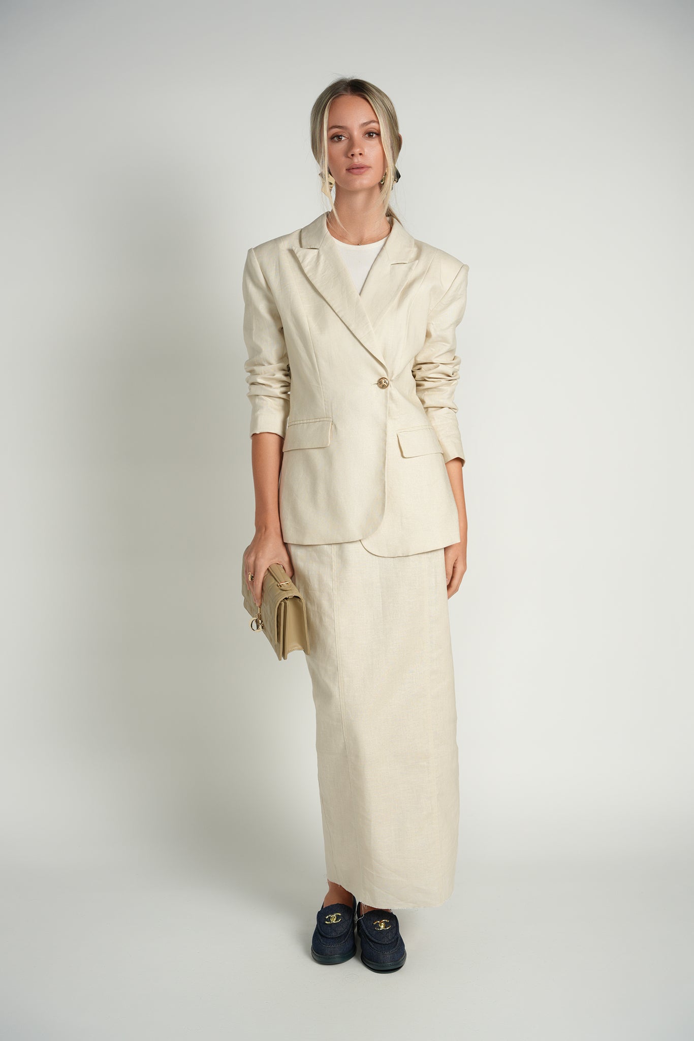 Straight Panel Linen Skirt