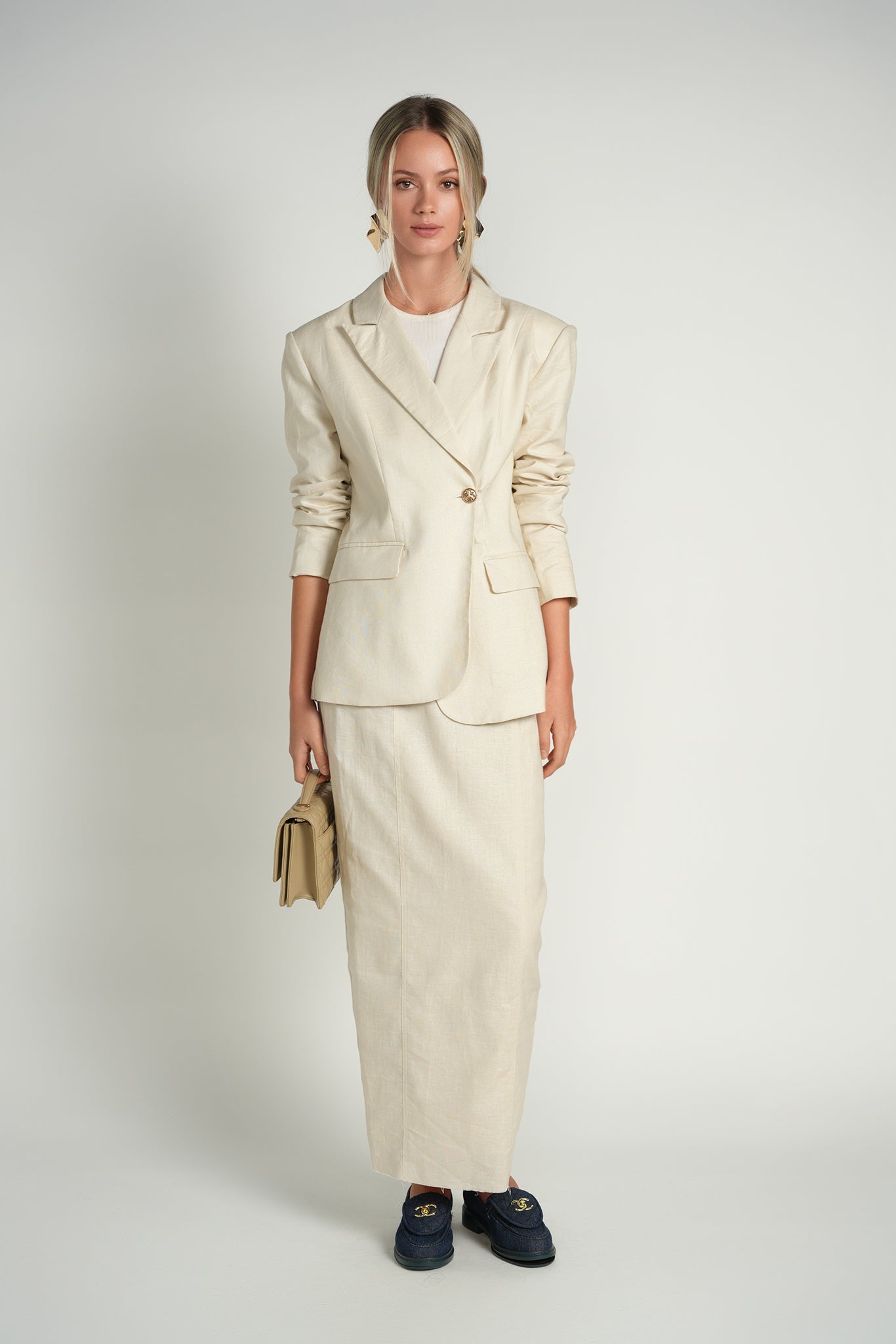 Asymmetrical Linen Blazer