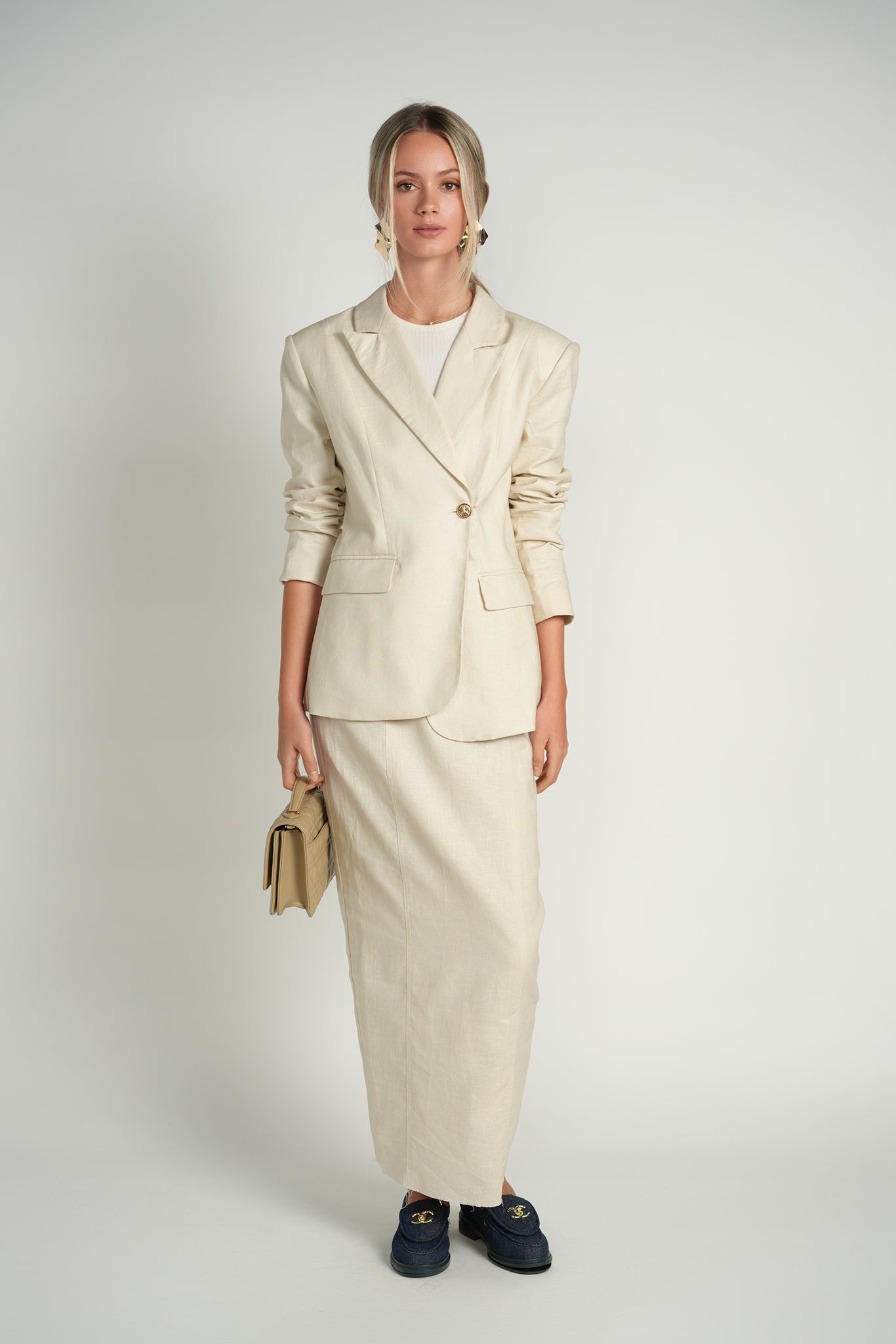 Straight Panel Linen Skirt