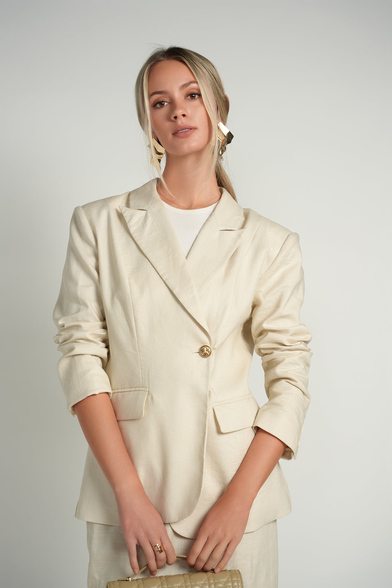 Asymmetrical Linen Blazer