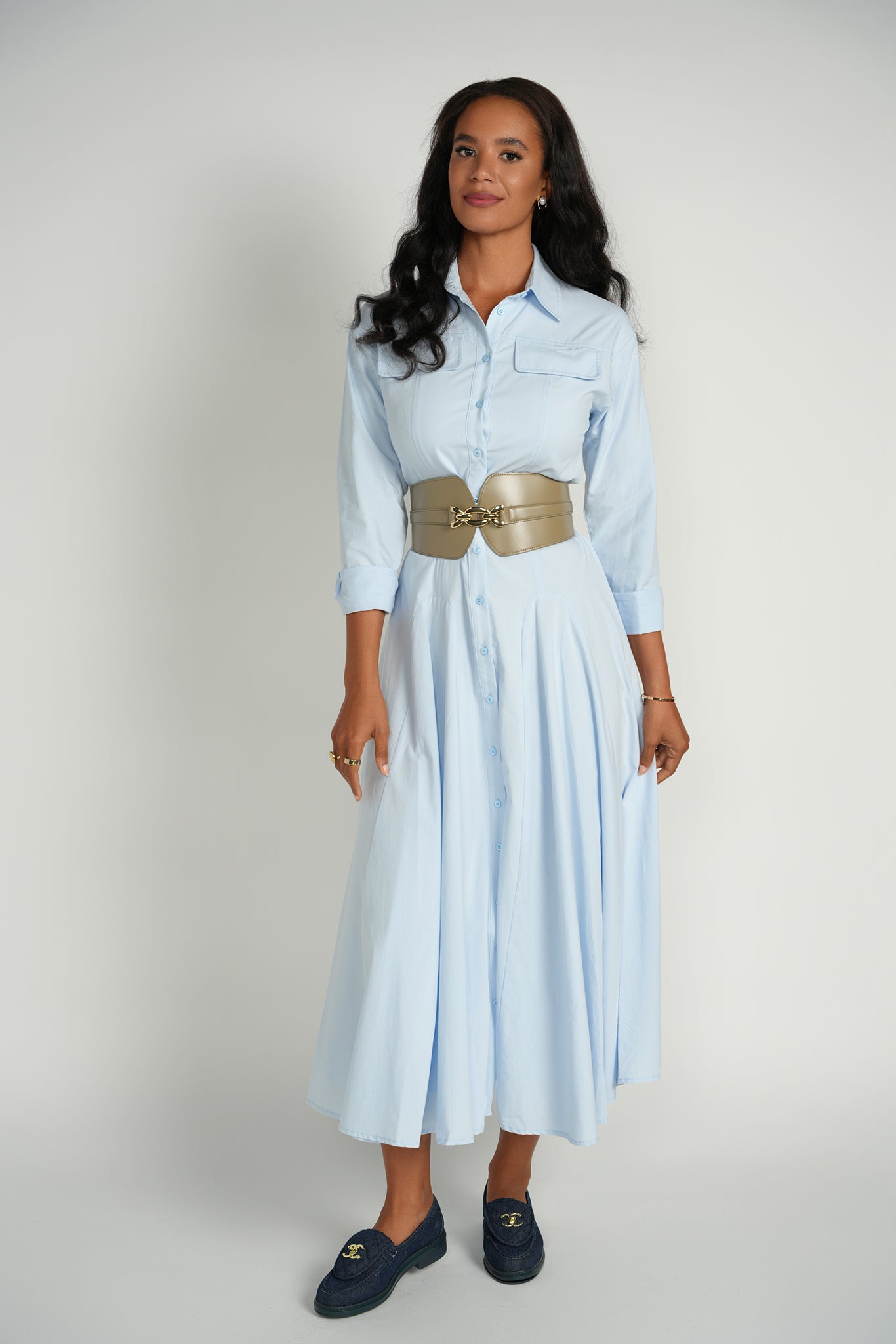 Poplin Shirt Dress – Powder Blue