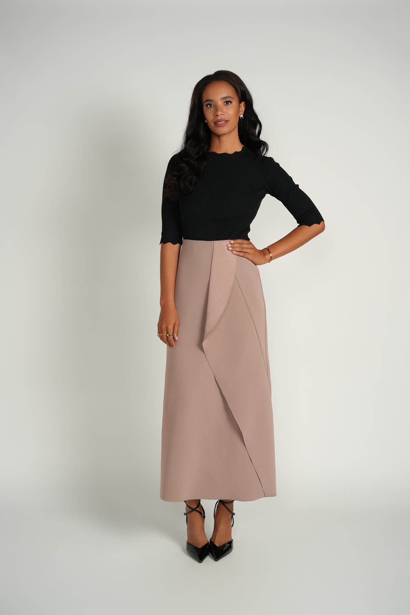 Structured Scuba Skirt – Mocha Rose