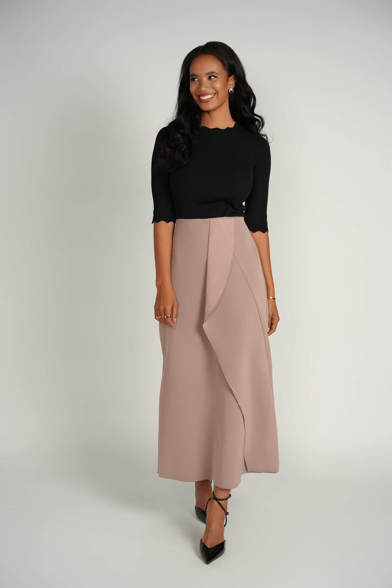 Structured Scuba Skirt – Mocha Rose