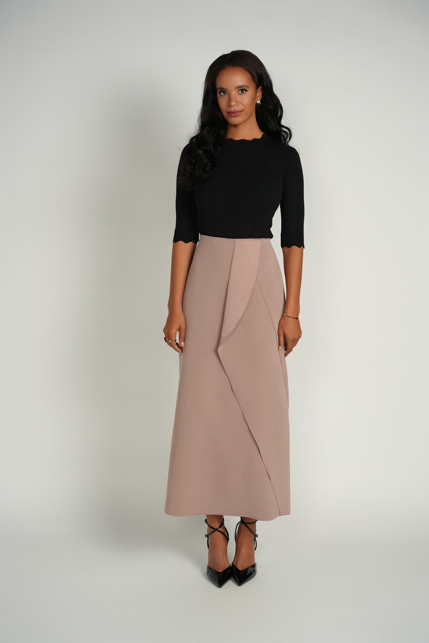 Structured Scuba Skirt – Mocha Rose
