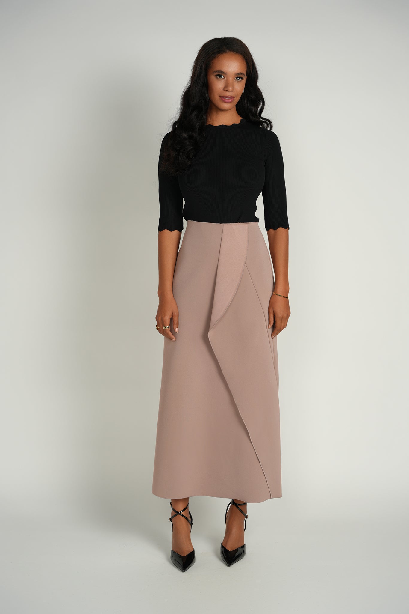 Structured Scuba Skirt – Mocha Rose